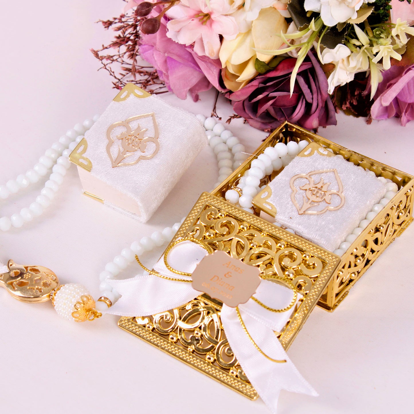 Personalized Wedding Favor Stylish Mini Quran Crystal Tasbeeh Set - Islamic Elite Favors is a handmade gift shop offering a wide variety of unique and personalized gifts for all occasions. Whether you're looking for the perfect Ramadan, Eid, Hajj, wedding gift or something special for a birthday, baby shower or anniversary, we have something for everyone. High quality, made with love.