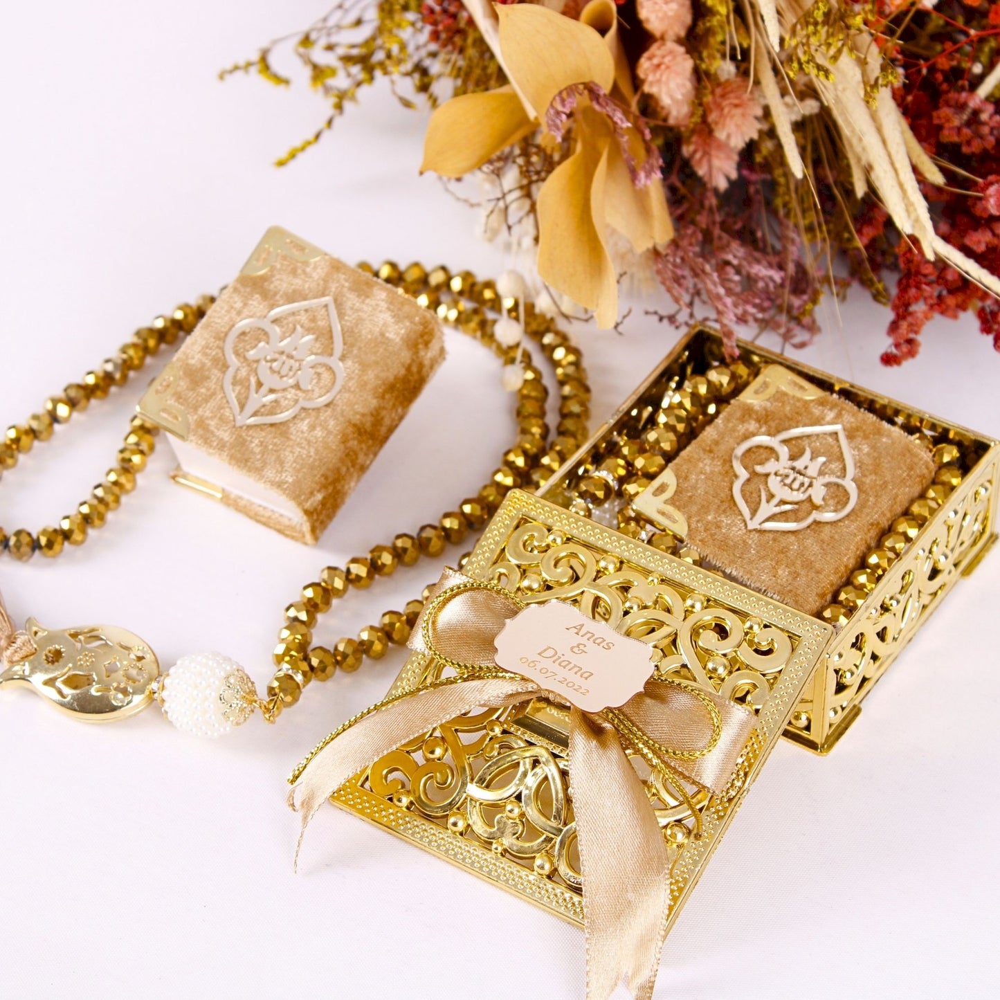 Personalized Wedding Favor Stylish Mini Quran Crystal Tasbeeh Set - Islamic Elite Favors is a handmade gift shop offering a wide variety of unique and personalized gifts for all occasions. Whether you're looking for the perfect Ramadan, Eid, Hajj, wedding gift or something special for a birthday, baby shower or anniversary, we have something for everyone. High quality, made with love.