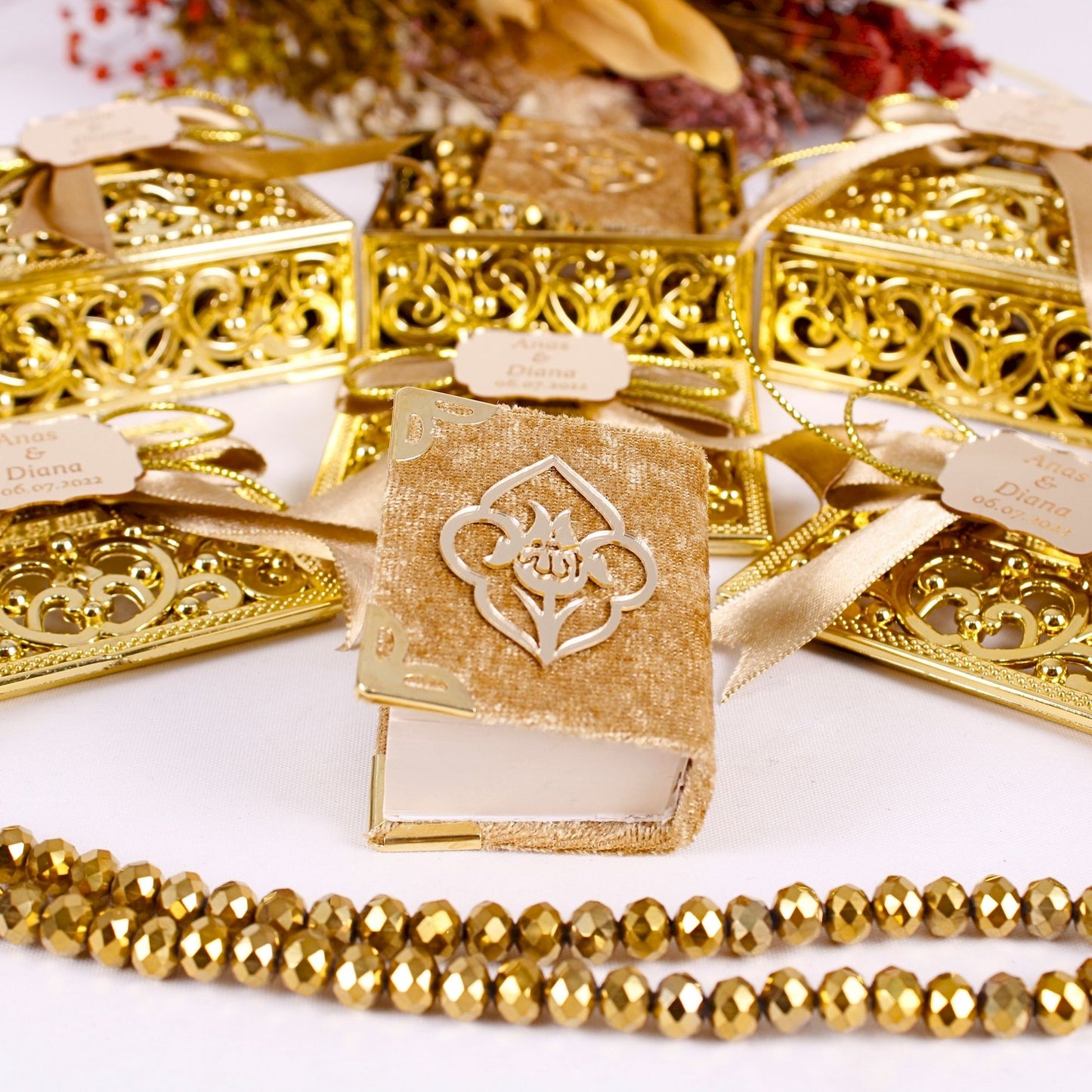 Personalized Wedding Favor Stylish Mini Quran Crystal Tasbeeh Set - Islamic Elite Favors is a handmade gift shop offering a wide variety of unique and personalized gifts for all occasions. Whether you're looking for the perfect Ramadan, Eid, Hajj, wedding gift or something special for a birthday, baby shower or anniversary, we have something for everyone. High quality, made with love.