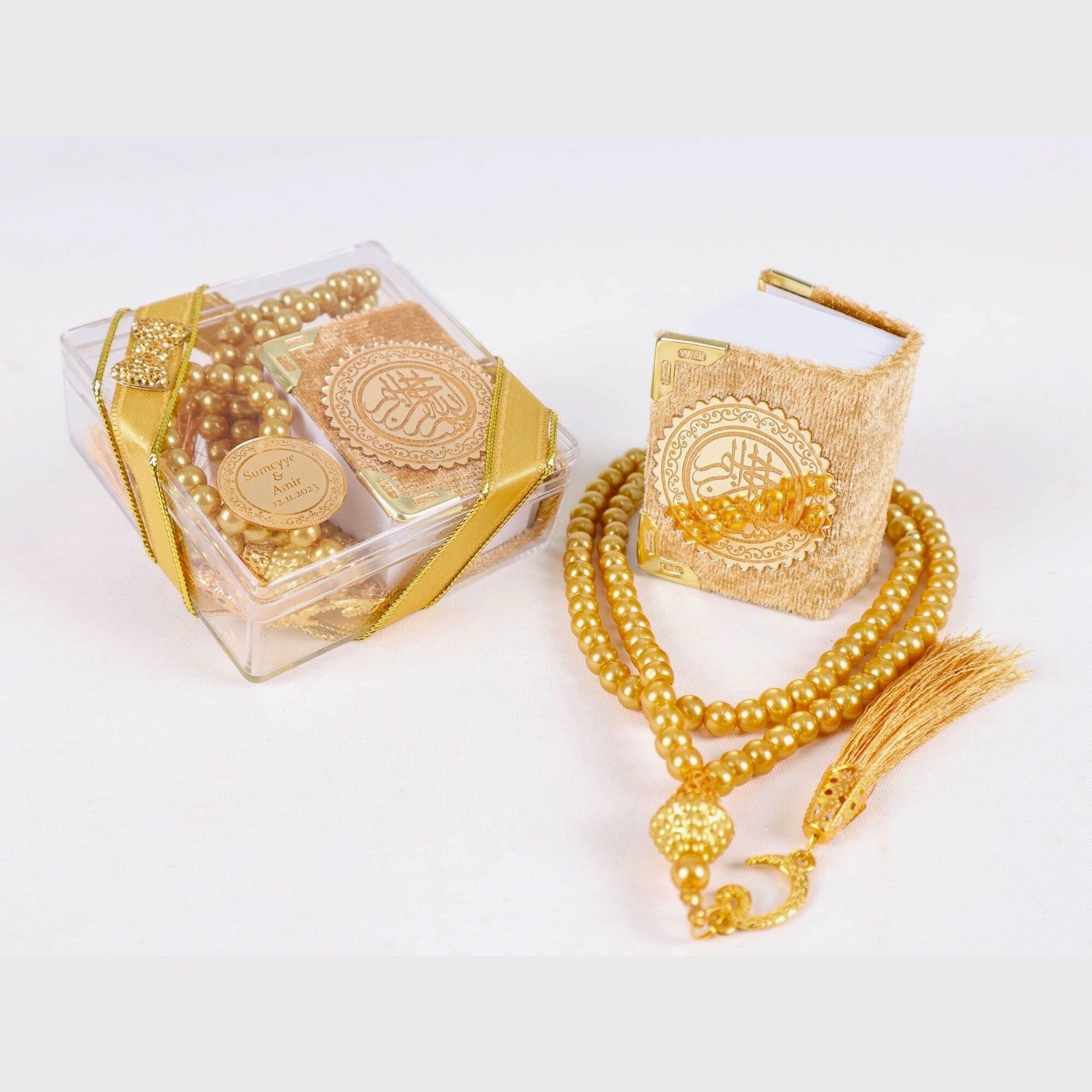 Personalized Mini Quran Pearl Prayer Bead Bow Tie Décor Wedding Favor - Islamic Elite Favors is a handmade gift shop offering a wide variety of unique and personalized gifts for all occasions. Whether you're looking for the perfect Ramadan, Eid, Hajj, wedding gift or something special for a birthday, baby shower or anniversary, we have something for everyone. High quality, made with love.