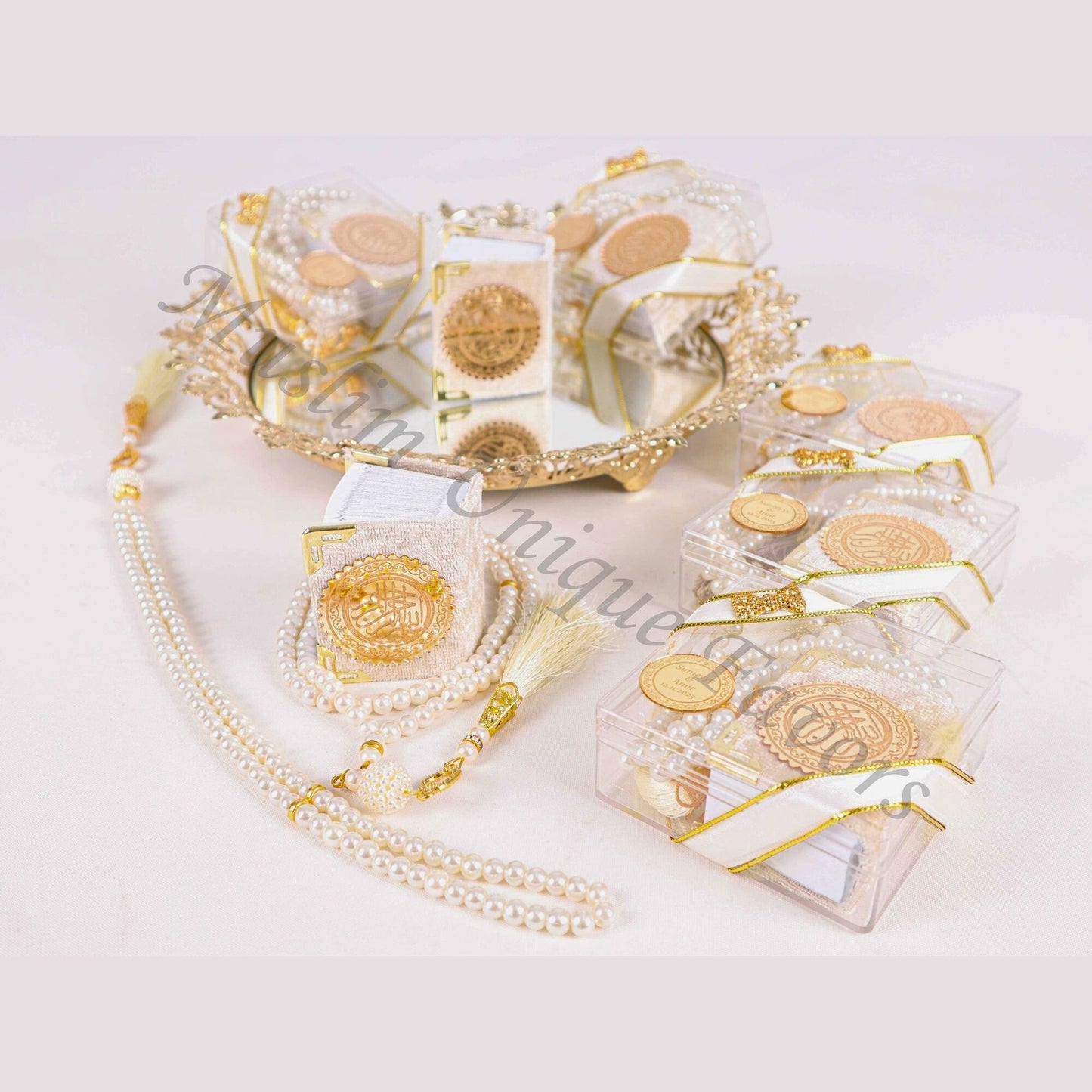 Personalized Mini Quran Pearl Prayer Bead Bow Tie Décor Wedding Favor - Islamic Elite Favors is a handmade gift shop offering a wide variety of unique and personalized gifts for all occasions. Whether you're looking for the perfect Ramadan, Eid, Hajj, wedding gift or something special for a birthday, baby shower or anniversary, we have something for everyone. High quality, made with love.