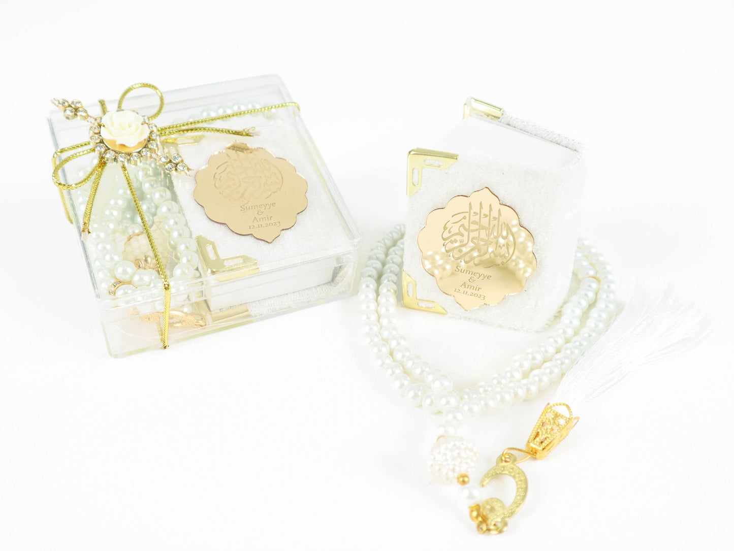 Personalized Mini Quran Tasbeeh Flowers with Rhinestones Wedding Favor - Islamic Elite Favors is a handmade gift shop offering a wide variety of unique and personalized gifts for all occasions. Whether you're looking for the perfect Ramadan, Eid, Hajj, wedding gift or something special for a birthday, baby shower or anniversary, we have something for everyone. High quality, made with love.