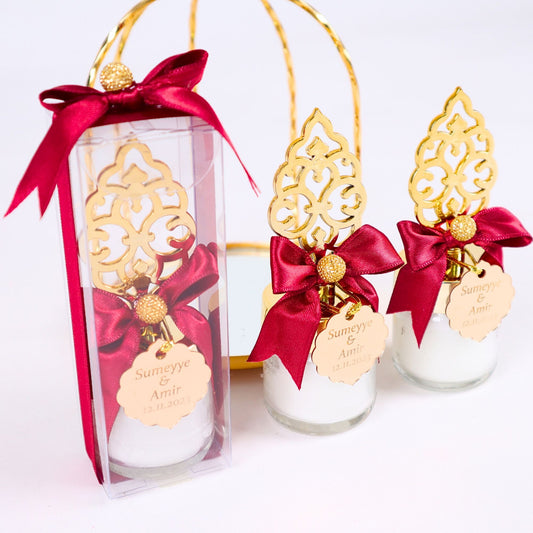 Personalized Wedding Favor Glass Candle Holder Knob with Plexi Theme - Islamic Elite Favors is a handmade gift shop offering a wide variety of unique and personalized gifts for all occasions. Whether you're looking for the perfect Ramadan, Eid, Hajj, wedding gift or something special for a birthday, baby shower or anniversary, we have something for everyone. High quality, made with love.