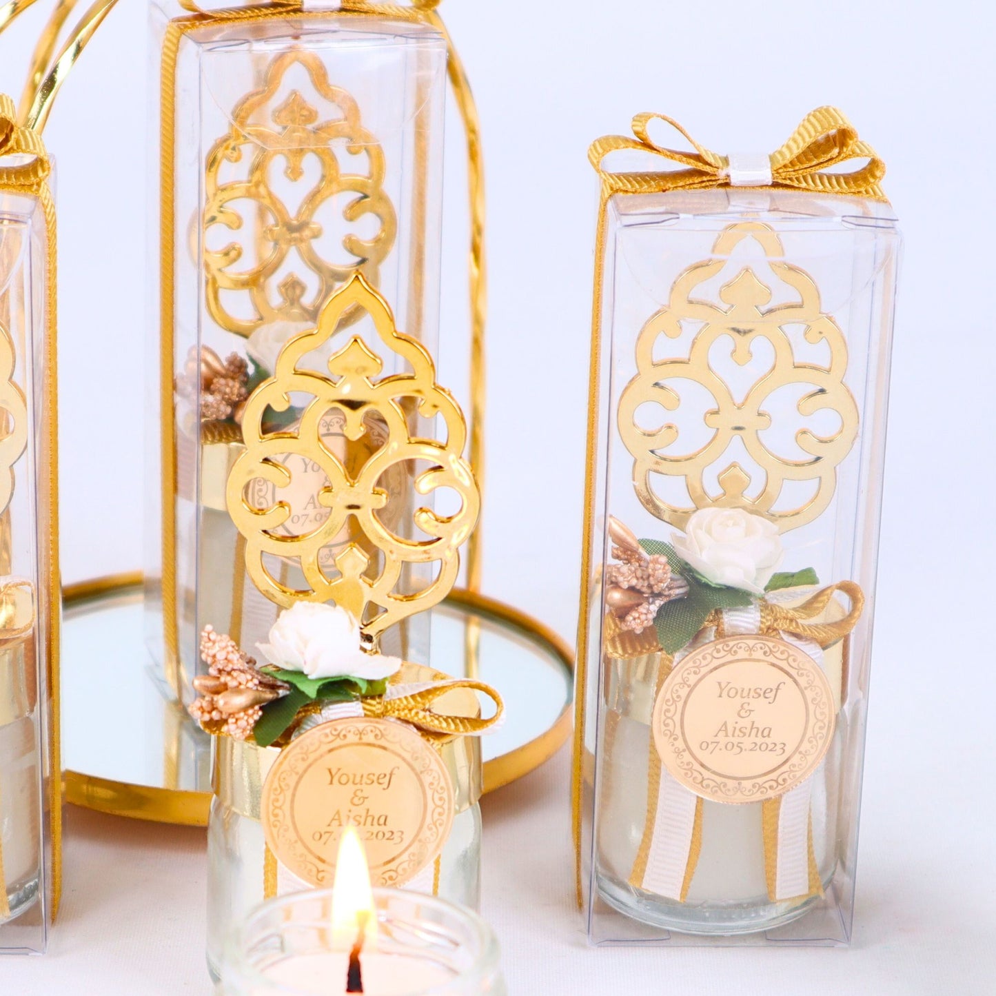 Personalized Wedding Favor Glass Candle Holder Rose Theme Flowered - Islamic Elite Favors is a handmade gift shop offering a wide variety of unique and personalized gifts for all occasions. Whether you're looking for the perfect Ramadan, Eid, Hajj, wedding gift or something special for a birthday, baby shower or anniversary, we have something for everyone. High quality, made with love.