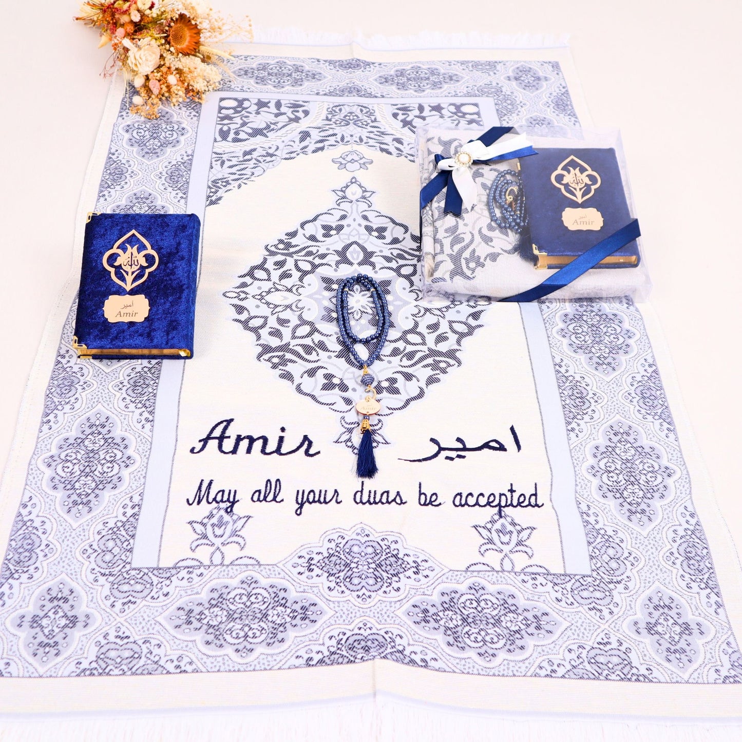 Personalized Travel Prayer Mat Quran Tasbeeh Islamic Muslim Gift Set - Islamic Elite Favors is a handmade gift shop offering a wide variety of unique and personalized gifts for all occasions. Whether you're looking for the perfect Ramadan, Eid, Hajj, wedding gift or something special for a birthday, baby shower or anniversary, we have something for everyone. High quality, made with love.