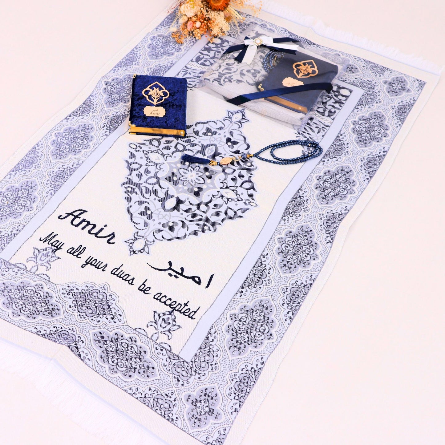 Personalized Travel Prayer Mat Quran Tasbeeh Islamic Muslim Gift Set - Islamic Elite Favors is a handmade gift shop offering a wide variety of unique and personalized gifts for all occasions. Whether you're looking for the perfect Ramadan, Eid, Hajj, wedding gift or something special for a birthday, baby shower or anniversary, we have something for everyone. High quality, made with love.