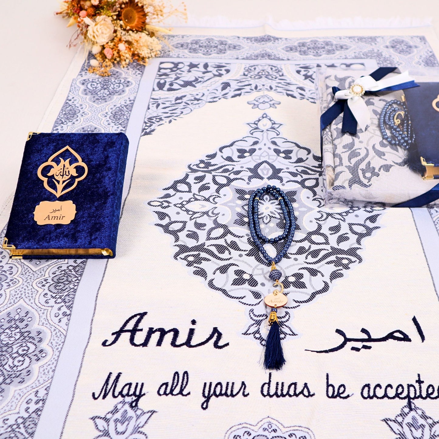 Personalized Travel Prayer Mat Quran Tasbeeh Islamic Muslim Gift Set - Islamic Elite Favors is a handmade gift shop offering a wide variety of unique and personalized gifts for all occasions. Whether you're looking for the perfect Ramadan, Eid, Hajj, wedding gift or something special for a birthday, baby shower or anniversary, we have something for everyone. High quality, made with love.