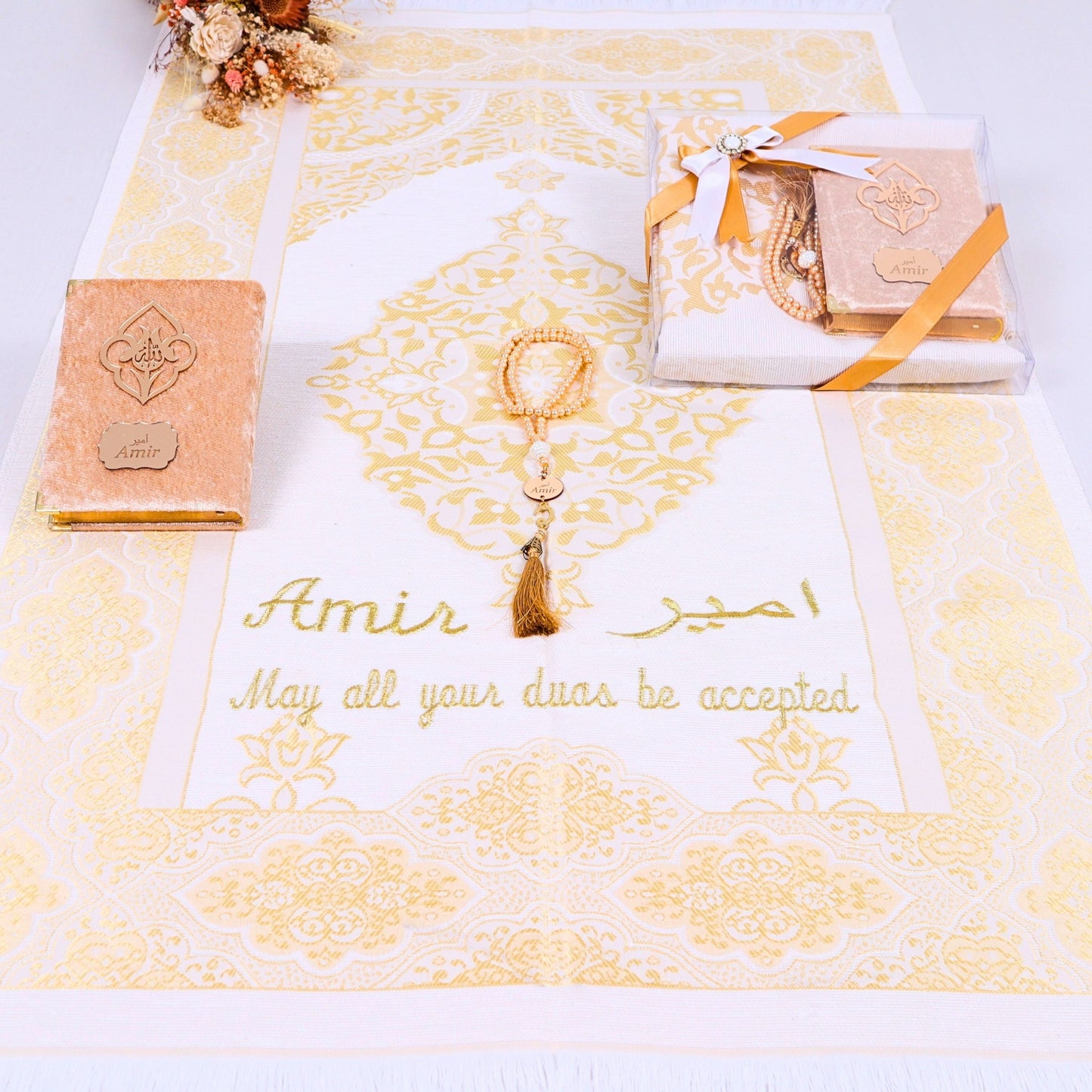 Personalized Travel Prayer Mat Quran Tasbeeh Islamic Muslim Gift Set - Islamic Elite Favors is a handmade gift shop offering a wide variety of unique and personalized gifts for all occasions. Whether you're looking for the perfect Ramadan, Eid, Hajj, wedding gift or something special for a birthday, baby shower or anniversary, we have something for everyone. High quality, made with love.