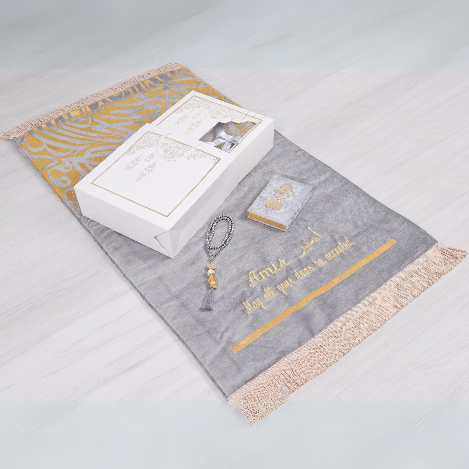 Personalized Thick Padded Prayer Mat Quran Tasbeeh Islamic Gift Set - Islamic Elite Favors is a handmade gift shop offering a wide variety of unique and personalized gifts for all occasions. Whether you're looking for the perfect Ramadan, Eid, Hajj, wedding gift or something special for a birthday, baby shower or anniversary, we have something for everyone. High quality, made with love.