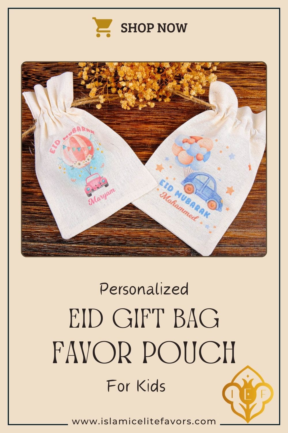 Personalized Eid Gift Bag for Kids, Custom Ramadan Favor Pouch, Cotton Treat Bag, Goodie Bag - Islamic Elite Favors is a handmade gift shop offering a wide variety of unique and personalized gifts for all occasions. Whether you're looking for the perfect Ramadan, Eid, Hajj, wedding gift or something special for a birthday, baby shower or anniversary, we have something for everyone. High quality, made with love.
