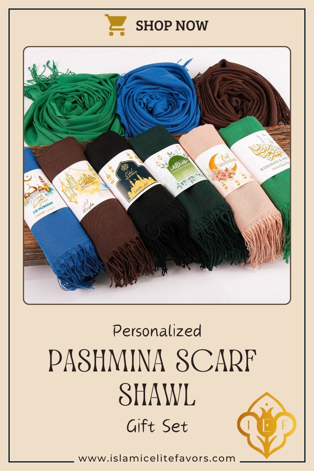 Personalized Custom Pashmina Shawl Scarf Gift, Wedding Hajj Umrah Ramadan Eid Favors - Islamic Elite Favors is a handmade gift shop offering a wide variety of unique and personalized gifts for all occasions. Whether you're looking for the perfect Ramadan, Eid, Hajj, wedding gift or something special for a birthday, baby shower or anniversary, we have something for everyone. High quality, made with love.