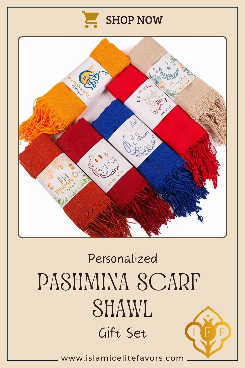 Personalized Custom Pashmina Shawl Scarf Gift, Wedding Hajj Umrah Ramadan Eid Favors - Islamic Elite Favors is a handmade gift shop offering a wide variety of unique and personalized gifts for all occasions. Whether you're looking for the perfect Ramadan, Eid, Hajj, wedding gift or something special for a birthday, baby shower or anniversary, we have something for everyone. High quality, made with love.