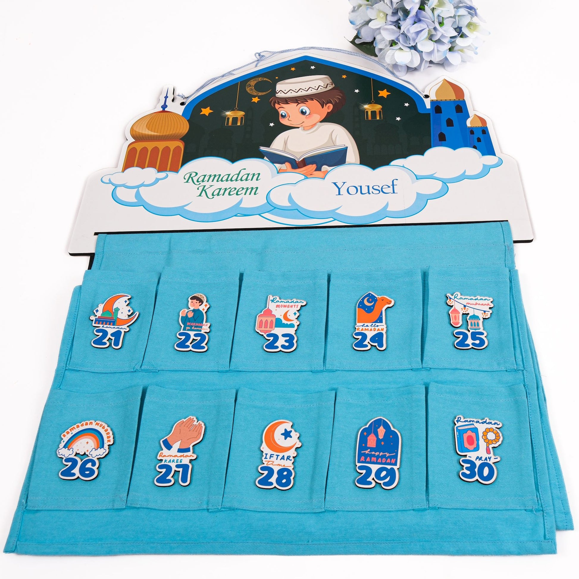 Personalized Fabric Canvas Ramadan Advent Calendar Countdown for Kids - Islamic Elite Favors is a handmade gift shop offering a wide variety of unique and personalized gifts for all occasions. Whether you're looking for the perfect Ramadan, Eid, Hajj, wedding gift or something special for a birthday, baby shower or anniversary, we have something for everyone. High quality, made with love.