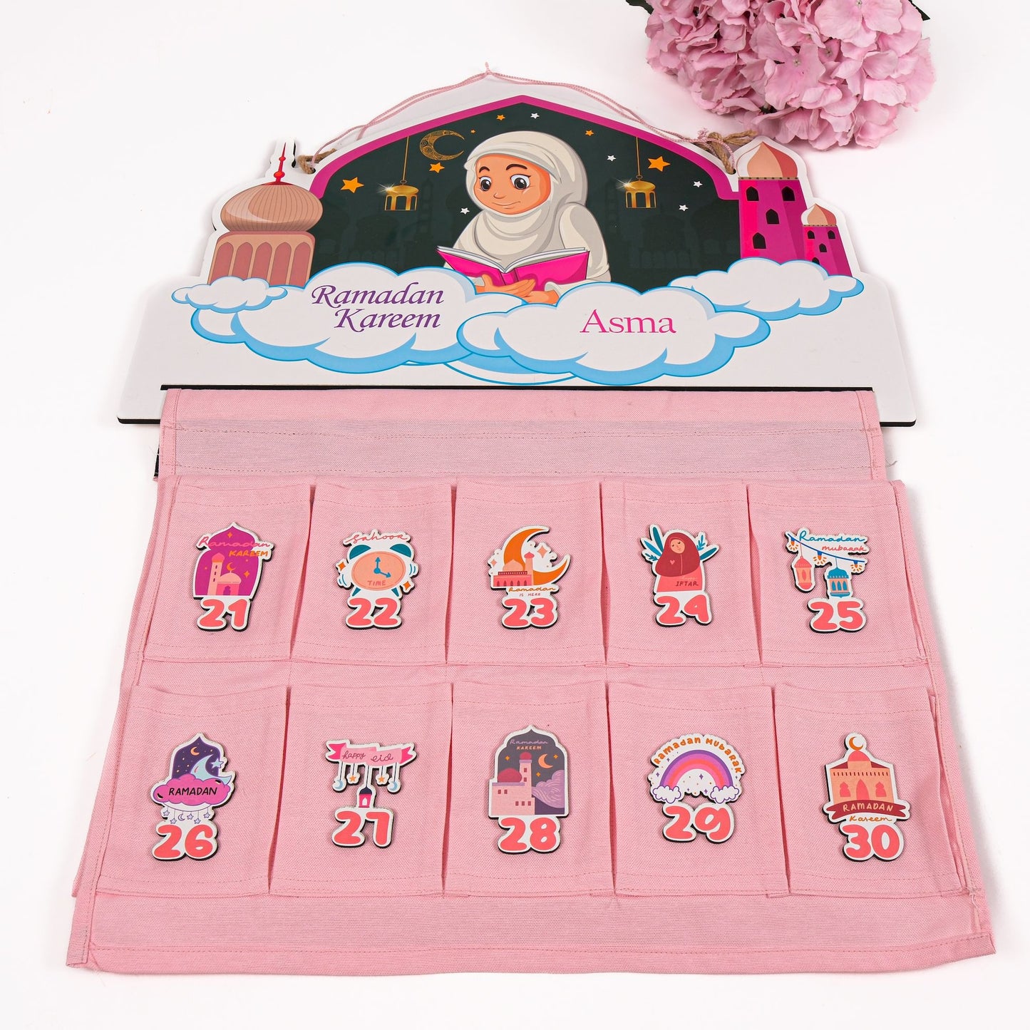 Personalized Fabric Canvas Ramadan Advent Calendar Countdown for Kids - Islamic Elite Favors is a handmade gift shop offering a wide variety of unique and personalized gifts for all occasions. Whether you're looking for the perfect Ramadan, Eid, Hajj, wedding gift or something special for a birthday, baby shower or anniversary, we have something for everyone. High quality, made with love.