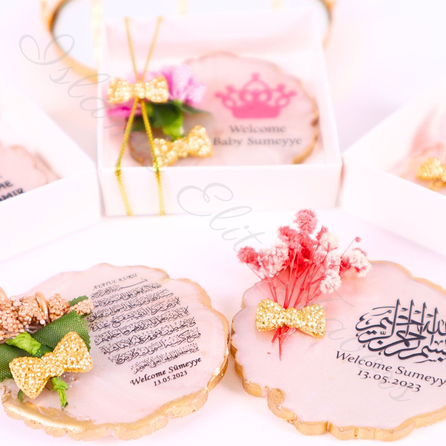 Personalized Baby Shower Favors Epoxy Magnet for Baby Girl White Theme - Islamic Elite Favors is a handmade gift shop offering a wide variety of unique and personalized gifts for all occasions. Whether you're looking for the perfect Ramadan, Eid, Hajj, wedding gift or something special for a birthday, baby shower or anniversary, we have something for everyone. High quality, made with love.