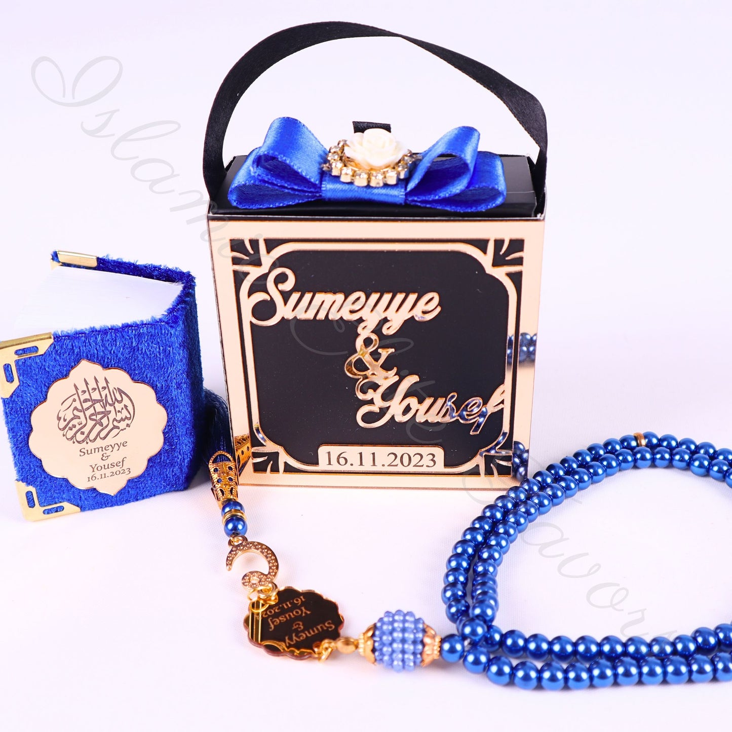 Personalized Velvet Mini Quran Pearl Tasbeeh Decorated Gift Bag Set - Islamic Elite Favors is a handmade gift shop offering a wide variety of unique and personalized gifts for all occasions. Whether you're looking for the perfect Ramadan, Eid, Hajj, wedding gift or something special for a birthday, baby shower or anniversary, we have something for everyone. High quality, made with love.