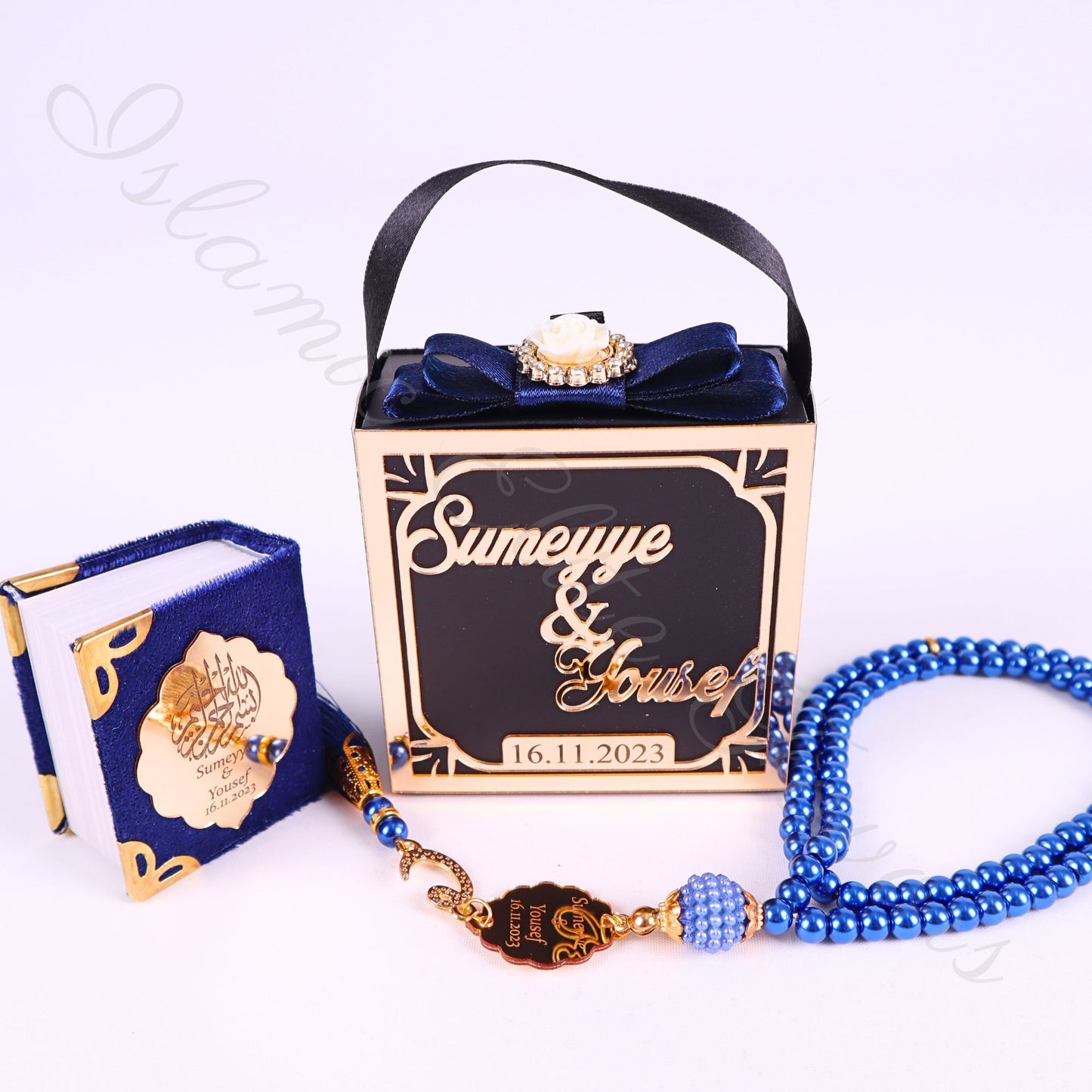 Personalized Velvet Mini Quran Pearl Tasbeeh Decorated Gift Bag Set - Islamic Elite Favors is a handmade gift shop offering a wide variety of unique and personalized gifts for all occasions. Whether you're looking for the perfect Ramadan, Eid, Hajj, wedding gift or something special for a birthday, baby shower or anniversary, we have something for everyone. High quality, made with love.