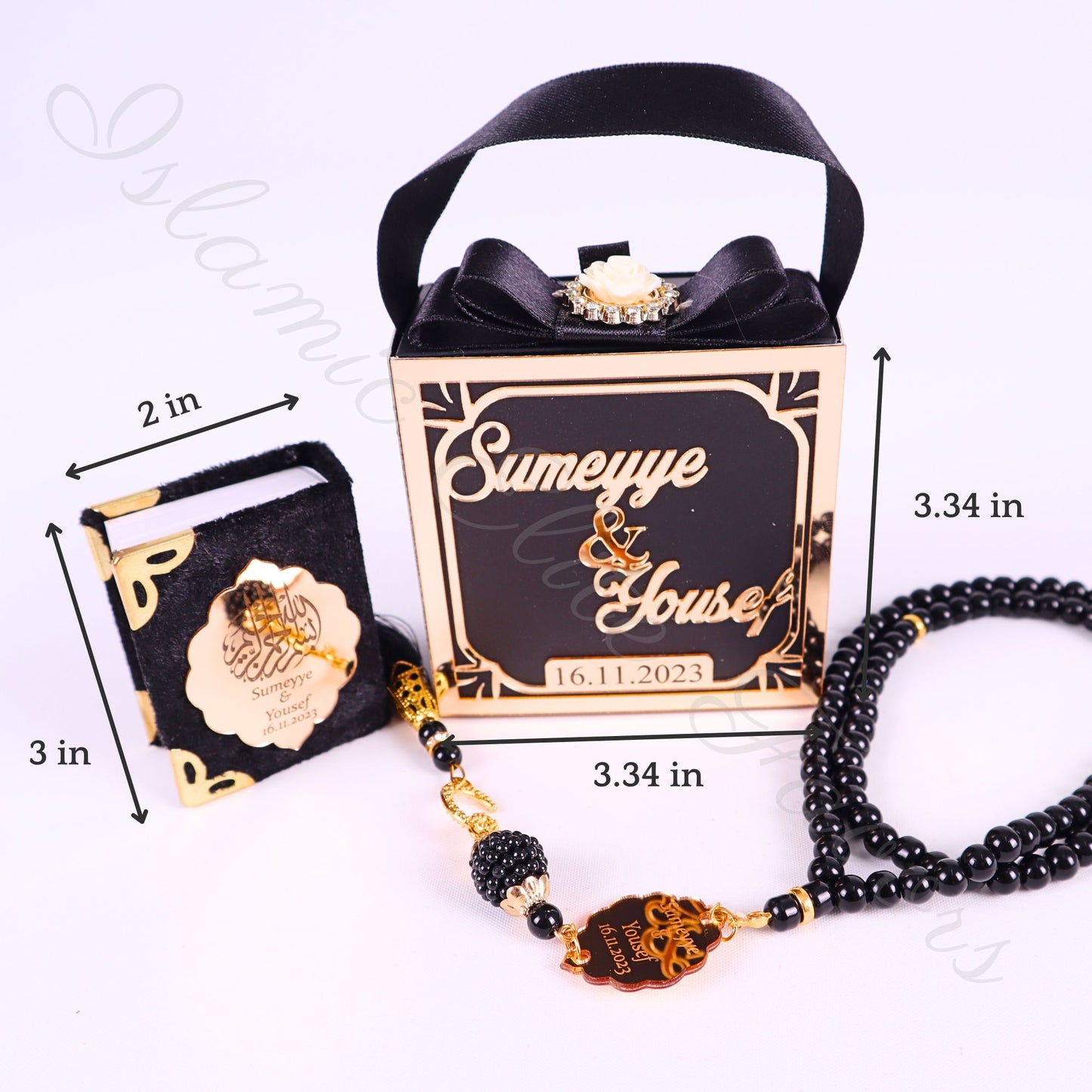 Personalized Velvet Mini Quran Pearl Tasbeeh Decorated Gift Bag Set - Islamic Elite Favors is a handmade gift shop offering a wide variety of unique and personalized gifts for all occasions. Whether you're looking for the perfect Ramadan, Eid, Hajj, wedding gift or something special for a birthday, baby shower or anniversary, we have something for everyone. High quality, made with love.