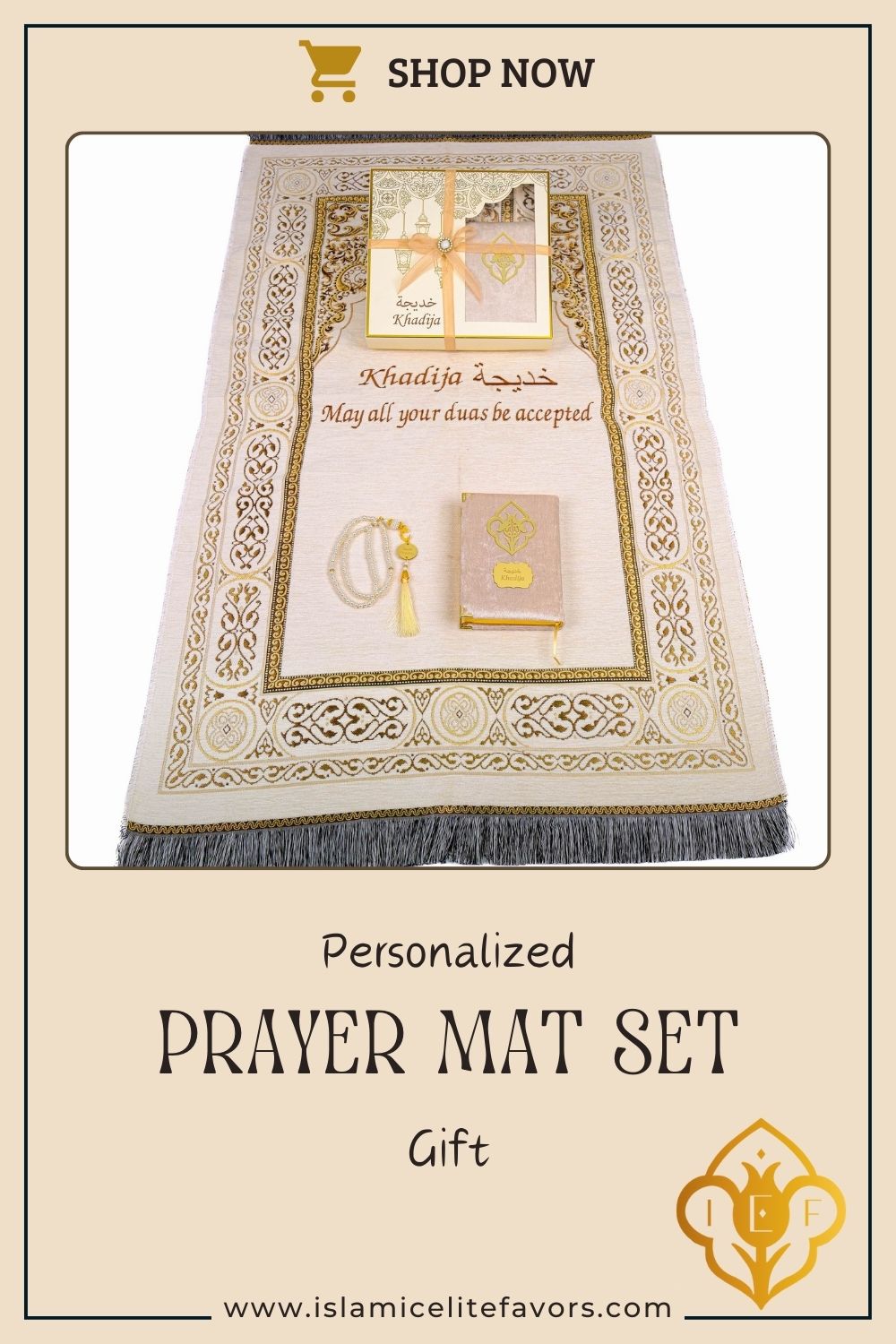 Personalized Muslim Prayer Mat Quran Tasbeeh Ramadan Eid Gift Peaceful Set - Islamic Elite Favors is a handmade gift shop offering a wide variety of unique and personalized gifts for all occasions. Whether you're looking for the perfect Ramadan, Eid, Hajj, wedding gift or something special for a birthday, baby shower or anniversary, we have something for everyone. High quality, made with love.