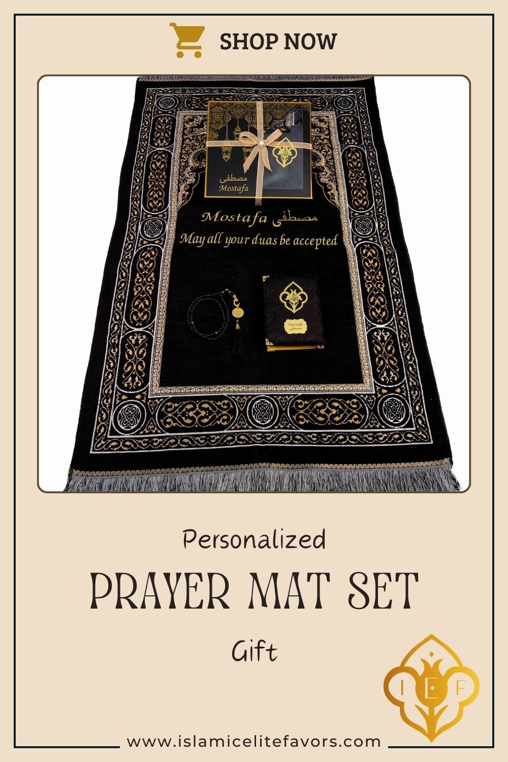 Personalized Muslim Prayer Mat Quran Tasbeeh Ramadan Eid Gift Peaceful Set - Islamic Elite Favors is a handmade gift shop offering a wide variety of unique and personalized gifts for all occasions. Whether you're looking for the perfect Ramadan, Eid, Hajj, wedding gift or something special for a birthday, baby shower or anniversary, we have something for everyone. High quality, made with love.