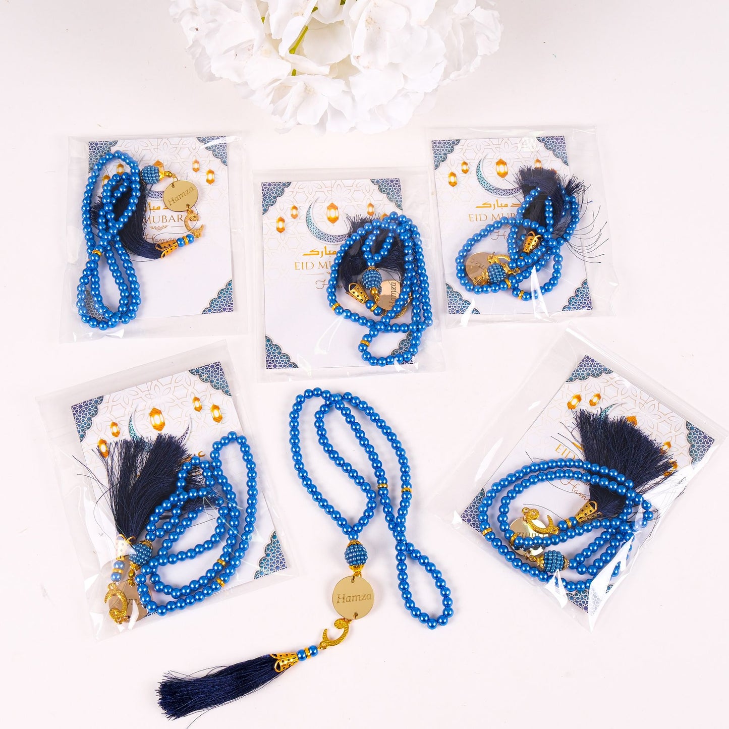Personalized Prayer Beads with Greeting Thank You Card Islamic Favors - Islamic Elite Favors is a handmade gift shop offering a wide variety of unique and personalized gifts for all occasions. Whether you're looking for the perfect Ramadan, Eid, Hajj, wedding gift or something special for a birthday, baby shower or anniversary, we have something for everyone. High quality, made with love.