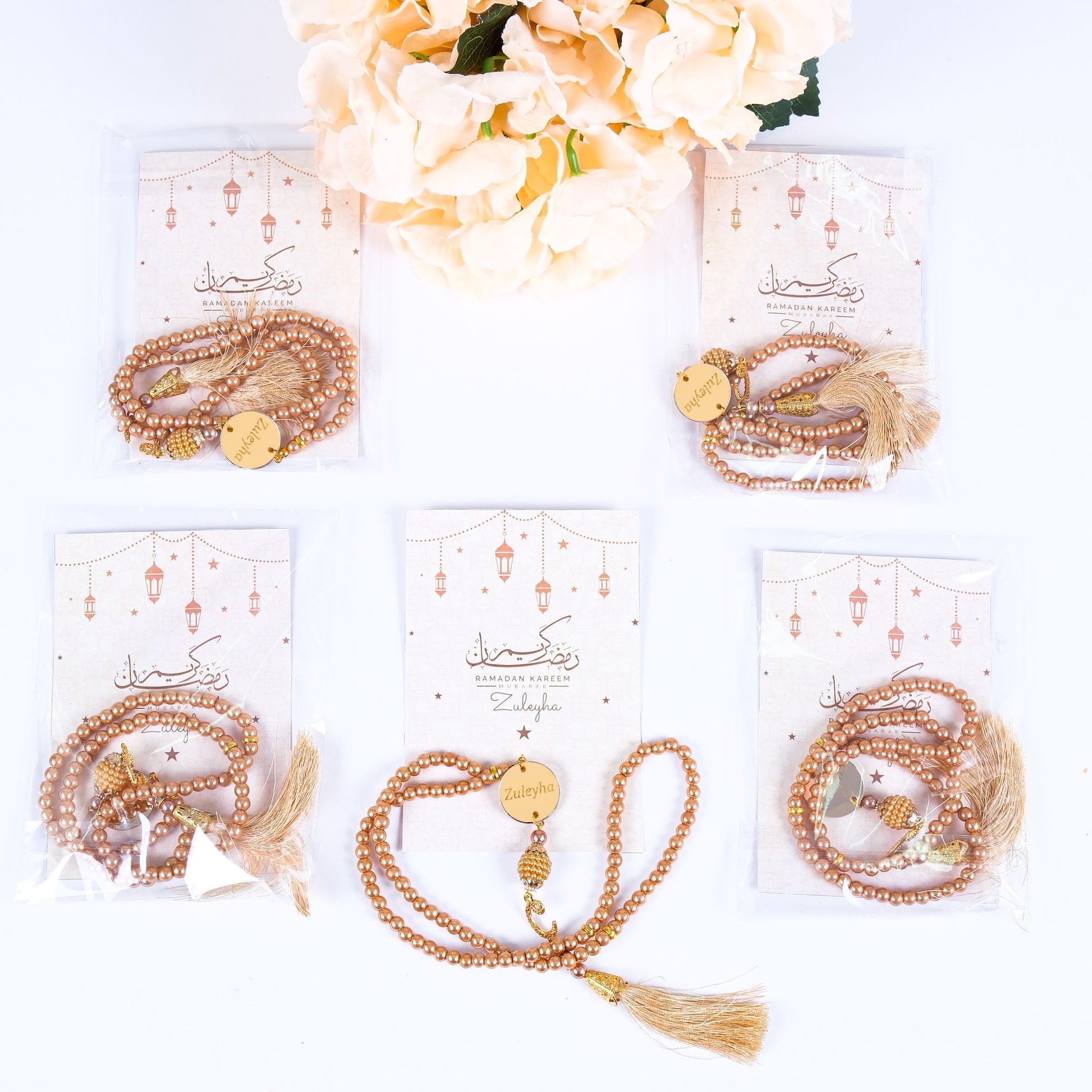 Personalized Prayer Beads with Greeting Thank You Card Islamic Favors - Islamic Elite Favors is a handmade gift shop offering a wide variety of unique and personalized gifts for all occasions. Whether you're looking for the perfect Ramadan, Eid, Hajj, wedding gift or something special for a birthday, baby shower or anniversary, we have something for everyone. High quality, made with love.