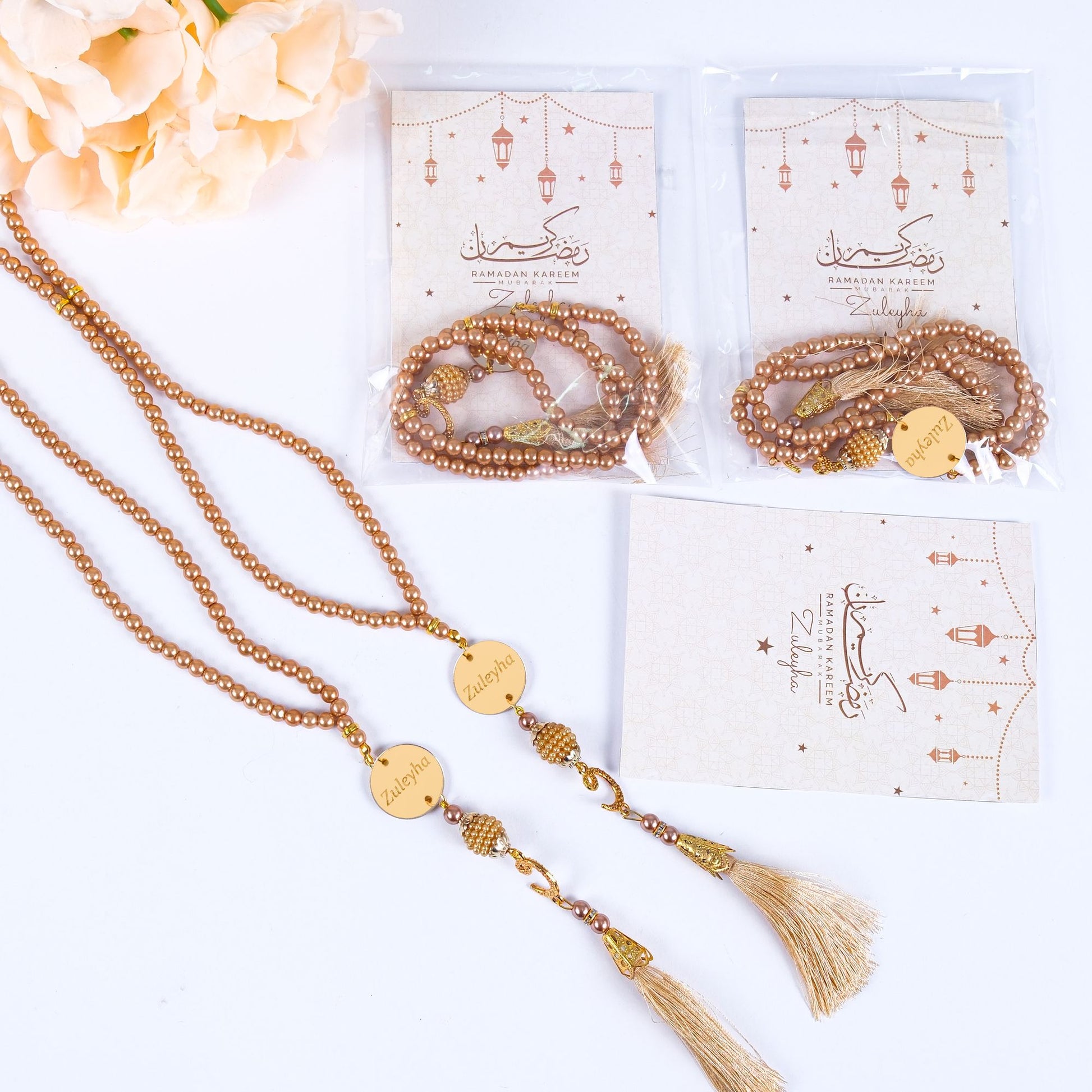 Personalized Prayer Beads with Greeting Thank You Card Islamic Favors - Islamic Elite Favors is a handmade gift shop offering a wide variety of unique and personalized gifts for all occasions. Whether you're looking for the perfect Ramadan, Eid, Hajj, wedding gift or something special for a birthday, baby shower or anniversary, we have something for everyone. High quality, made with love.