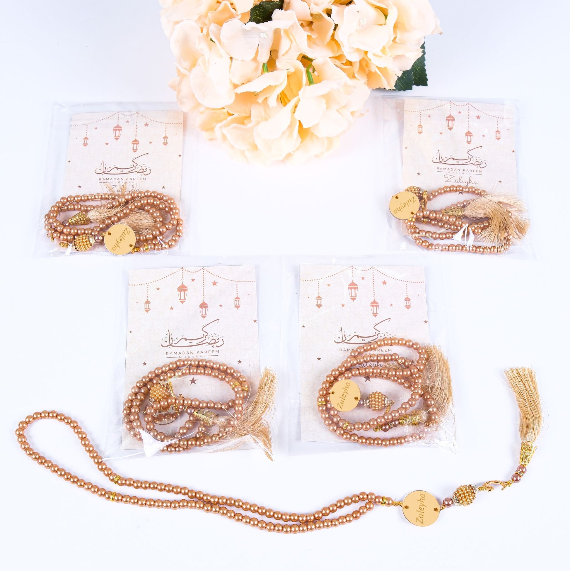 Personalized Prayer Beads with Greeting Thank You Card Islamic Favors - Islamic Elite Favors is a handmade gift shop offering a wide variety of unique and personalized gifts for all occasions. Whether you're looking for the perfect Ramadan, Eid, Hajj, wedding gift or something special for a birthday, baby shower or anniversary, we have something for everyone. High quality, made with love.