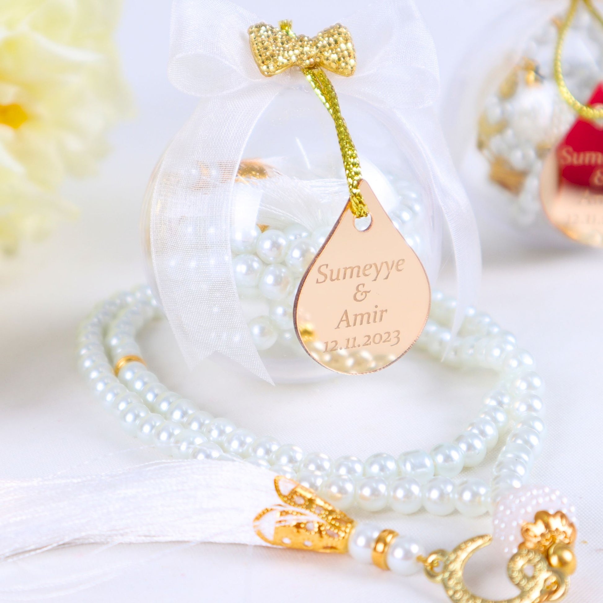 Personalized Pearl Prayer Beads Muslim Wedding Baby Shower Ramadan Gift - Islamic Elite Favors is a handmade gift shop offering a wide variety of unique and personalized gifts for all occasions. Whether you're looking for the perfect Ramadan, Eid, Hajj, wedding gift or something special for a birthday, baby shower or anniversary, we have something for everyone. High quality, made with love.