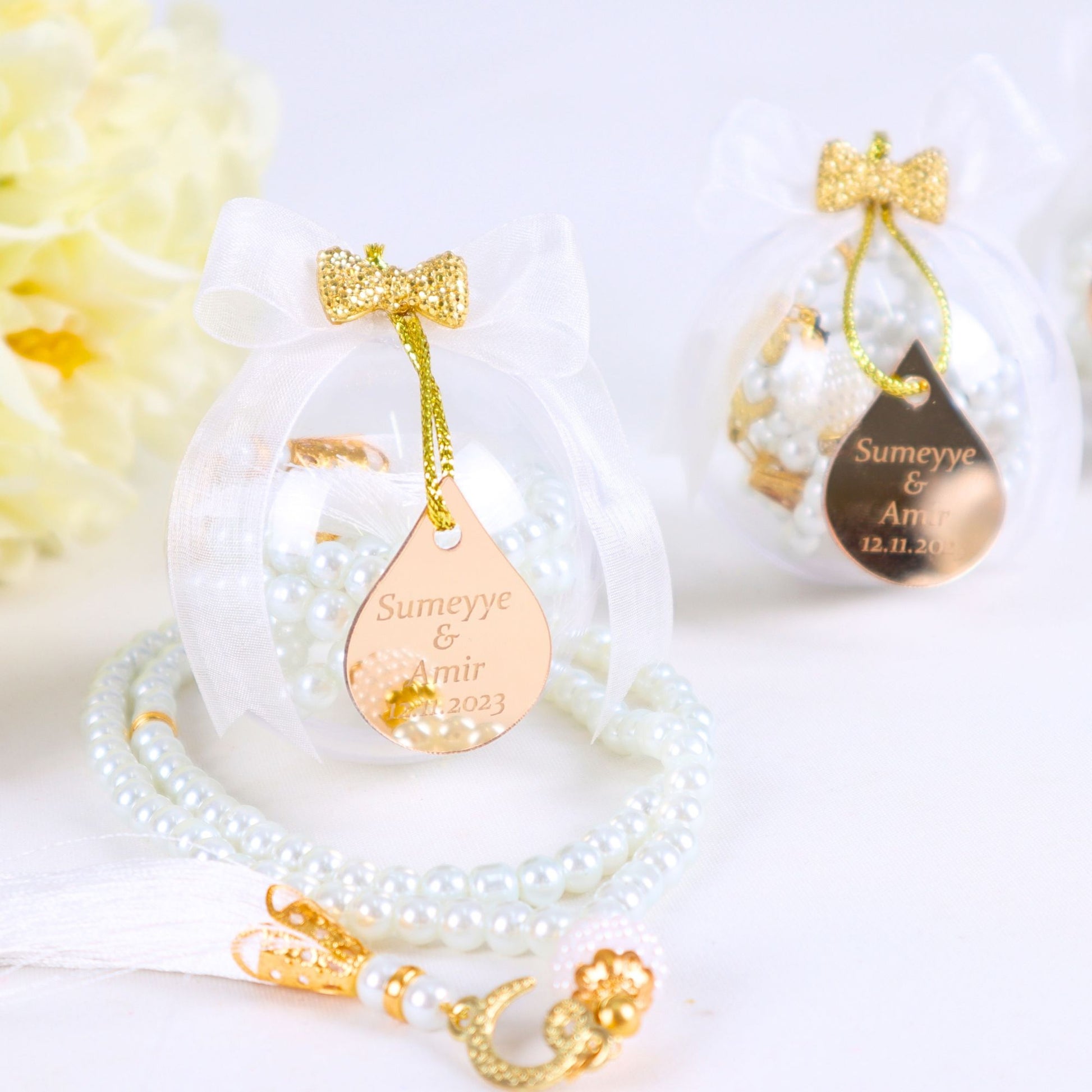 Personalized Pearl Prayer Beads Muslim Wedding Baby Shower Ramadan Gift - Islamic Elite Favors is a handmade gift shop offering a wide variety of unique and personalized gifts for all occasions. Whether you're looking for the perfect Ramadan, Eid, Hajj, wedding gift or something special for a birthday, baby shower or anniversary, we have something for everyone. High quality, made with love.