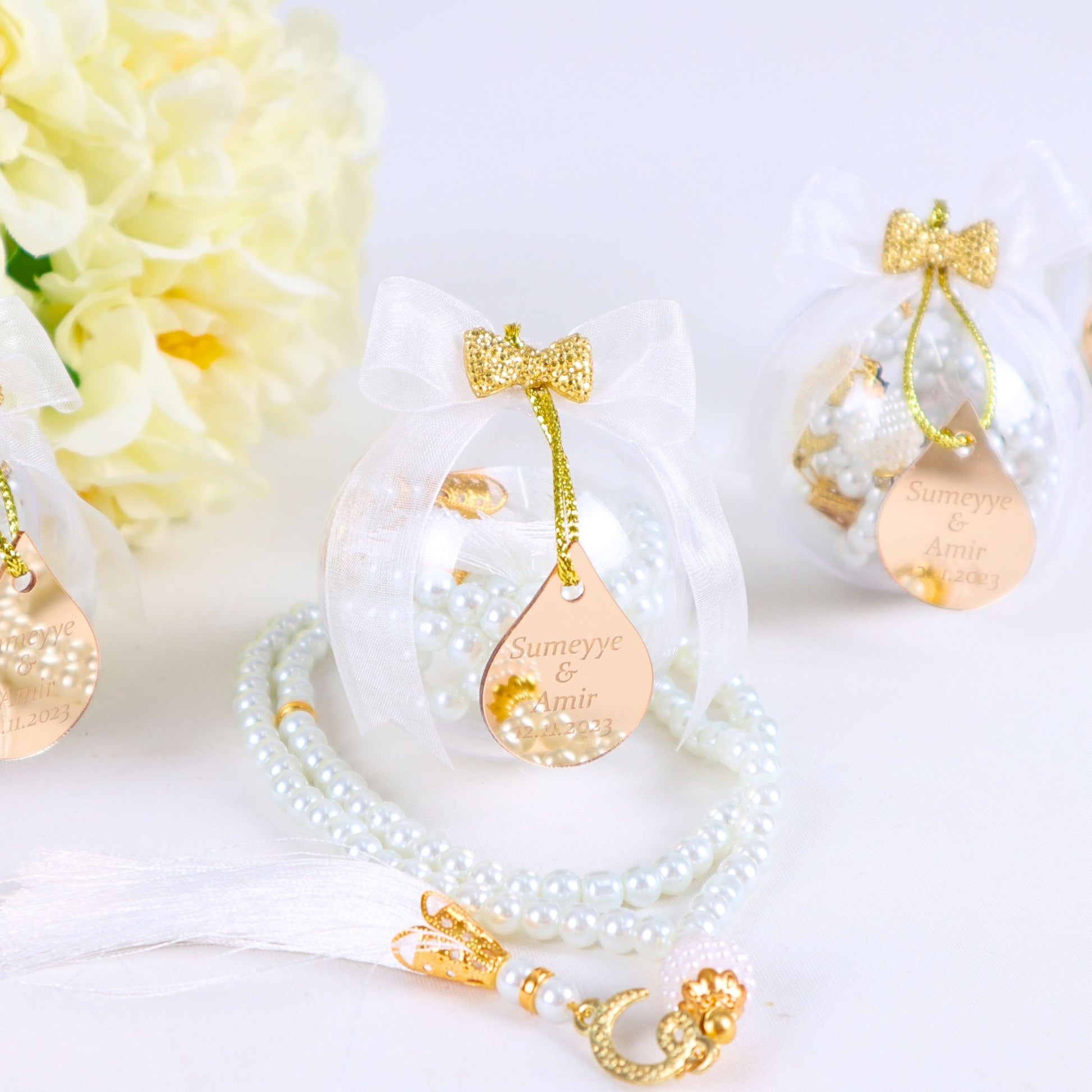 Personalized Pearl Prayer Beads Muslim Wedding Baby Shower Ramadan Gift - Islamic Elite Favors is a handmade gift shop offering a wide variety of unique and personalized gifts for all occasions. Whether you're looking for the perfect Ramadan, Eid, Hajj, wedding gift or something special for a birthday, baby shower or anniversary, we have something for everyone. High quality, made with love.