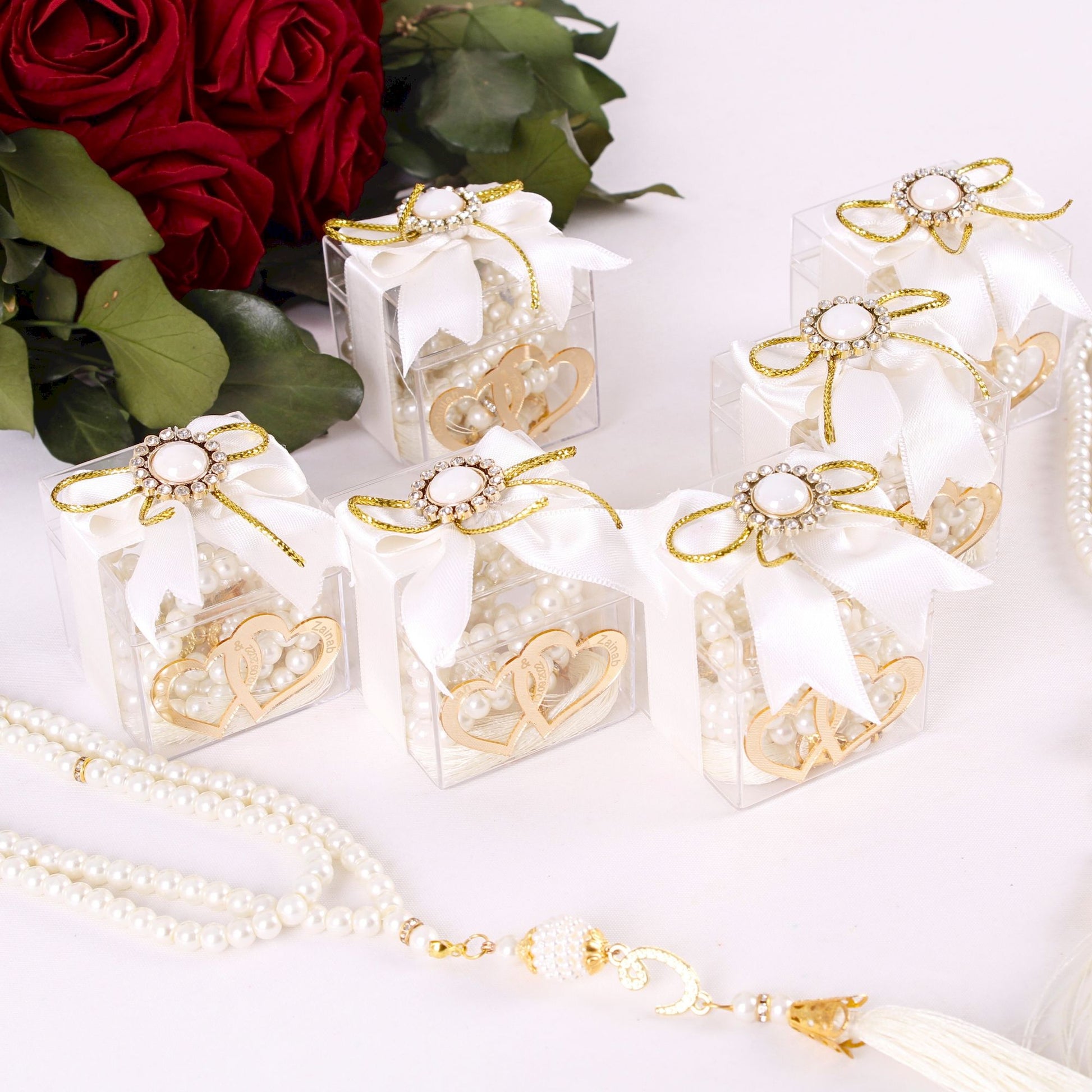 Personalized Prayer Bead Wedding Favor Decorated Box with Double Heart - Islamic Elite Favors is a handmade gift shop offering a wide variety of unique and personalized gifts for all occasions. Whether you're looking for the perfect Ramadan, Eid, Hajj, wedding gift or something special for a birthday, baby shower or anniversary, we have something for everyone. High quality, made with love.