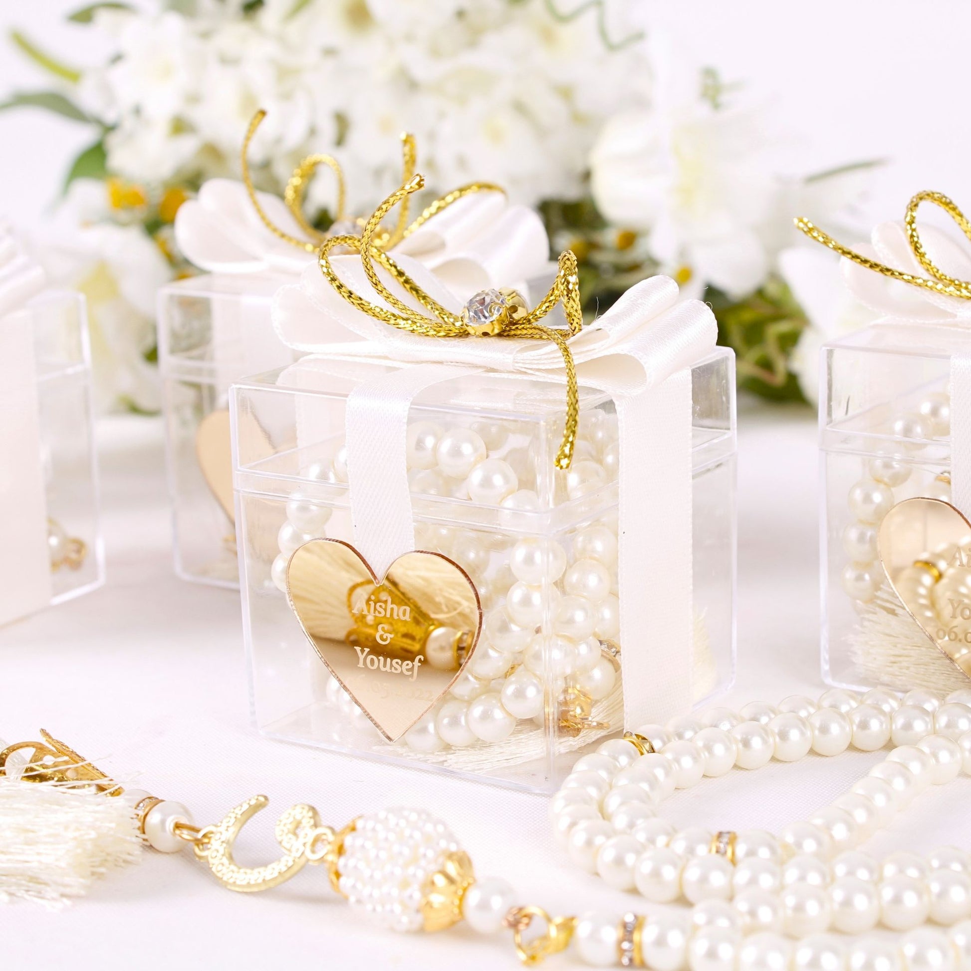 Personalized Pearl Tasbeeh Masbaha Prayer Beads Favors, Wedding Gifts - Islamic Elite Favors is a handmade gift shop offering a wide variety of unique and personalized gifts for all occasions. Whether you're looking for the perfect Ramadan, Eid, Hajj, wedding gift or something special for a birthday, baby shower or anniversary, we have something for everyone. High quality, made with love.