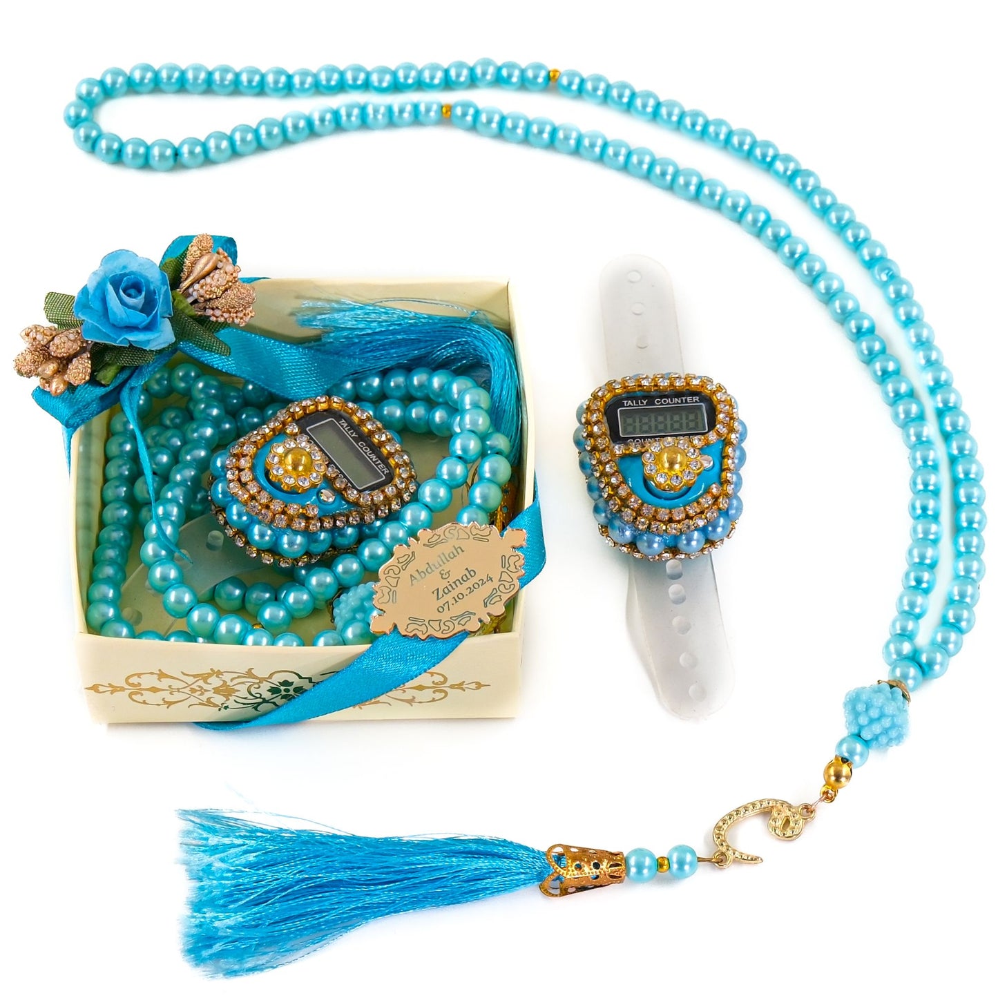 Personalized Dhikr Counter Pearl Prayer Beads Islamic Wedding Favor - Islamic Elite Favors is a handmade gift shop offering a wide variety of unique and personalized gifts for all occasions. Whether you're looking for the perfect Ramadan, Eid, Hajj, wedding gift or something special for a birthday, baby shower or anniversary, we have something for everyone. High quality, made with love.