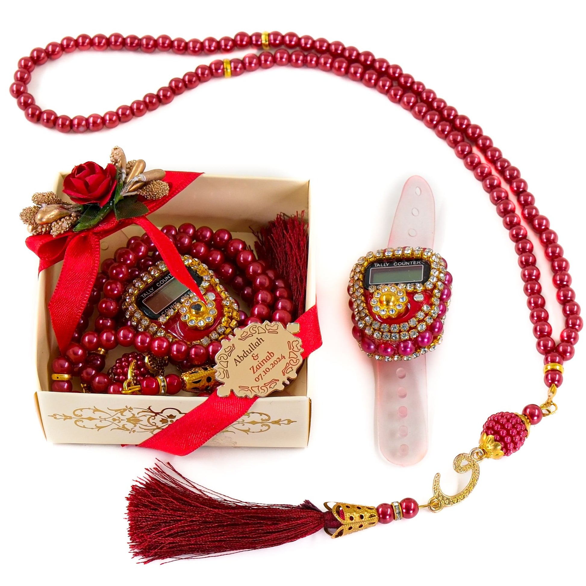 Personalized Dhikr Counter Pearl Prayer Beads Islamic Wedding Favor - Islamic Elite Favors is a handmade gift shop offering a wide variety of unique and personalized gifts for all occasions. Whether you're looking for the perfect Ramadan, Eid, Hajj, wedding gift or something special for a birthday, baby shower or anniversary, we have something for everyone. High quality, made with love.