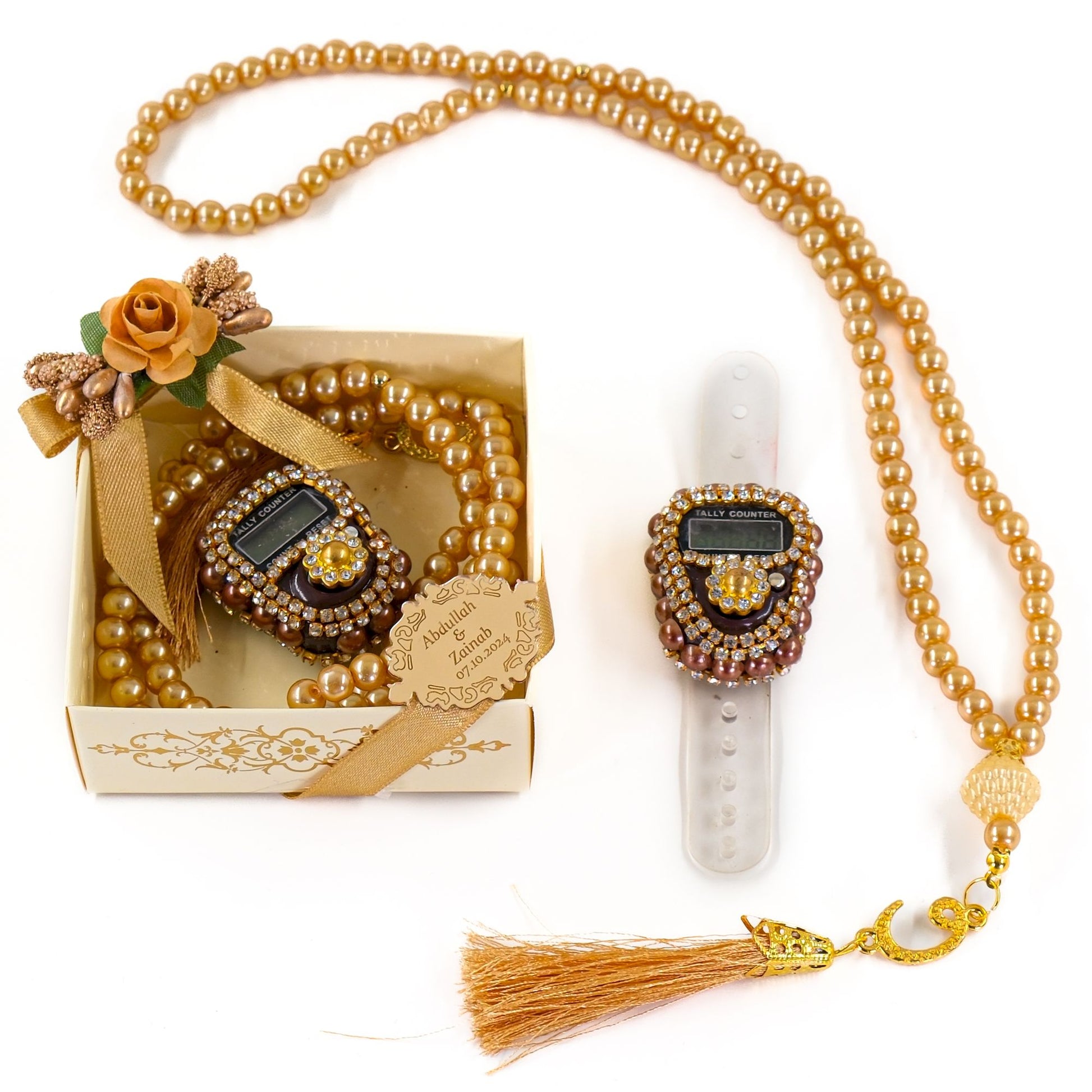 Personalized Dhikr Counter Pearl Prayer Beads Islamic Wedding Favor - Islamic Elite Favors is a handmade gift shop offering a wide variety of unique and personalized gifts for all occasions. Whether you're looking for the perfect Ramadan, Eid, Hajj, wedding gift or something special for a birthday, baby shower or anniversary, we have something for everyone. High quality, made with love.