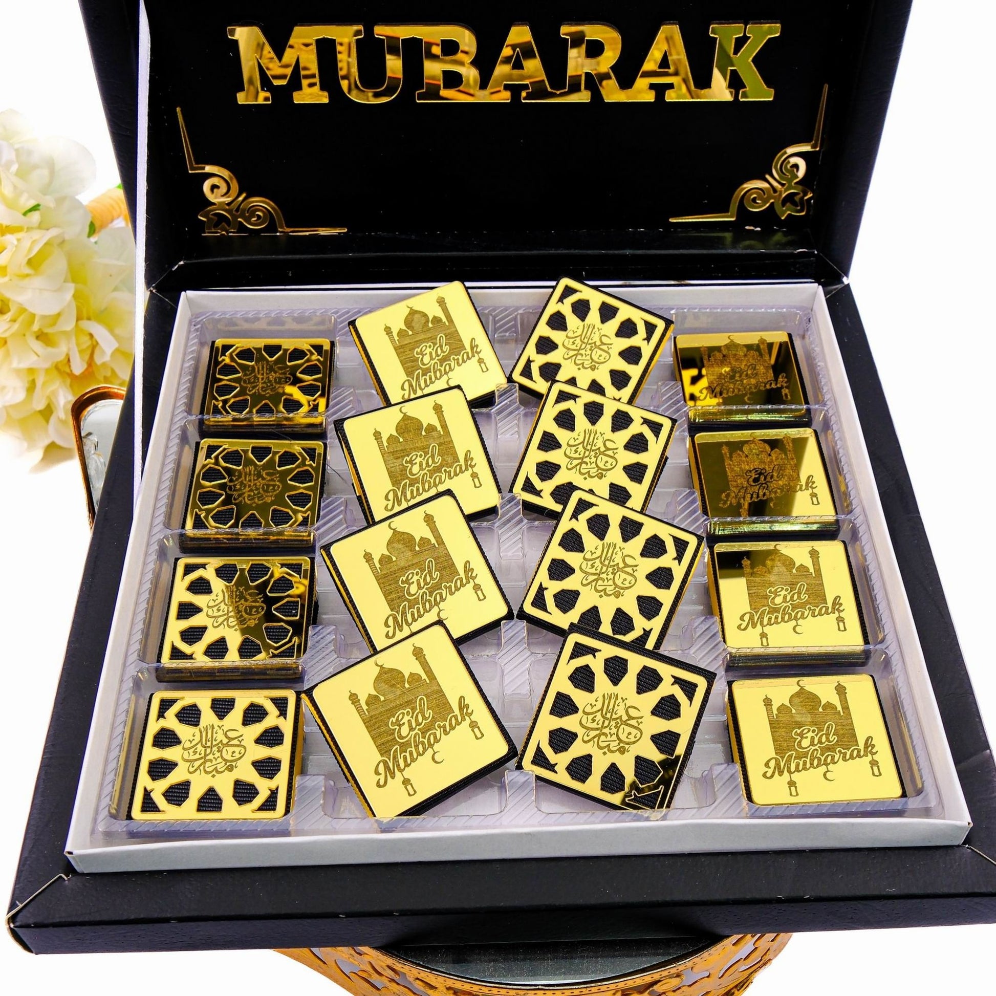 Eid Mubarak Chocolate Box, Ramadan Kareem Ramadan Mubarak Eid al-Adha Chocolate Gift Favors for Guests - Islamic Elite Favors is a handmade gift shop offering a wide variety of unique and personalized gifts for all occasions. Whether you're looking for the perfect Ramadan, Eid, Hajj, wedding gift or something special for a birthday, baby shower or anniversary, we have something for everyone. High quality, made with love.