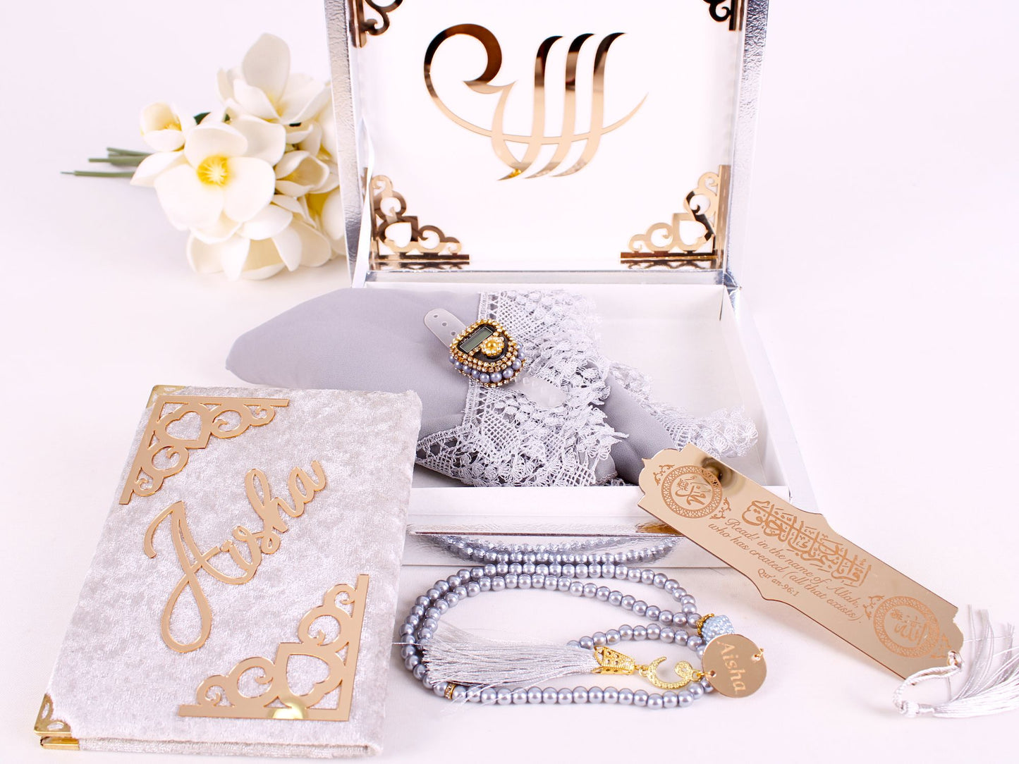Personalized Islam Gift Set Dua Book Hijab Dhikrmatic Tasbeeh Bookmark - Islamic Elite Favors is a handmade gift shop offering a wide variety of unique and personalized gifts for all occasions. Whether you're looking for the perfect Ramadan, Eid, Hajj, wedding gift or something special for a birthday, baby shower or anniversary, we have something for everyone. High quality, made with love.