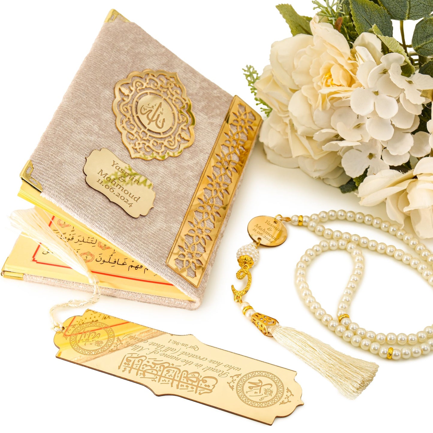 Personalized Velvet Dua Book Bookmark Tasbeeh Muslim Wedding Gift Set - Islamic Elite Favors is a handmade gift shop offering a wide variety of unique and personalized gifts for all occasions. Whether you're looking for the perfect Ramadan, Eid, Hajj, wedding gift or something special for a birthday, baby shower or anniversary, we have something for everyone. High quality, made with love.