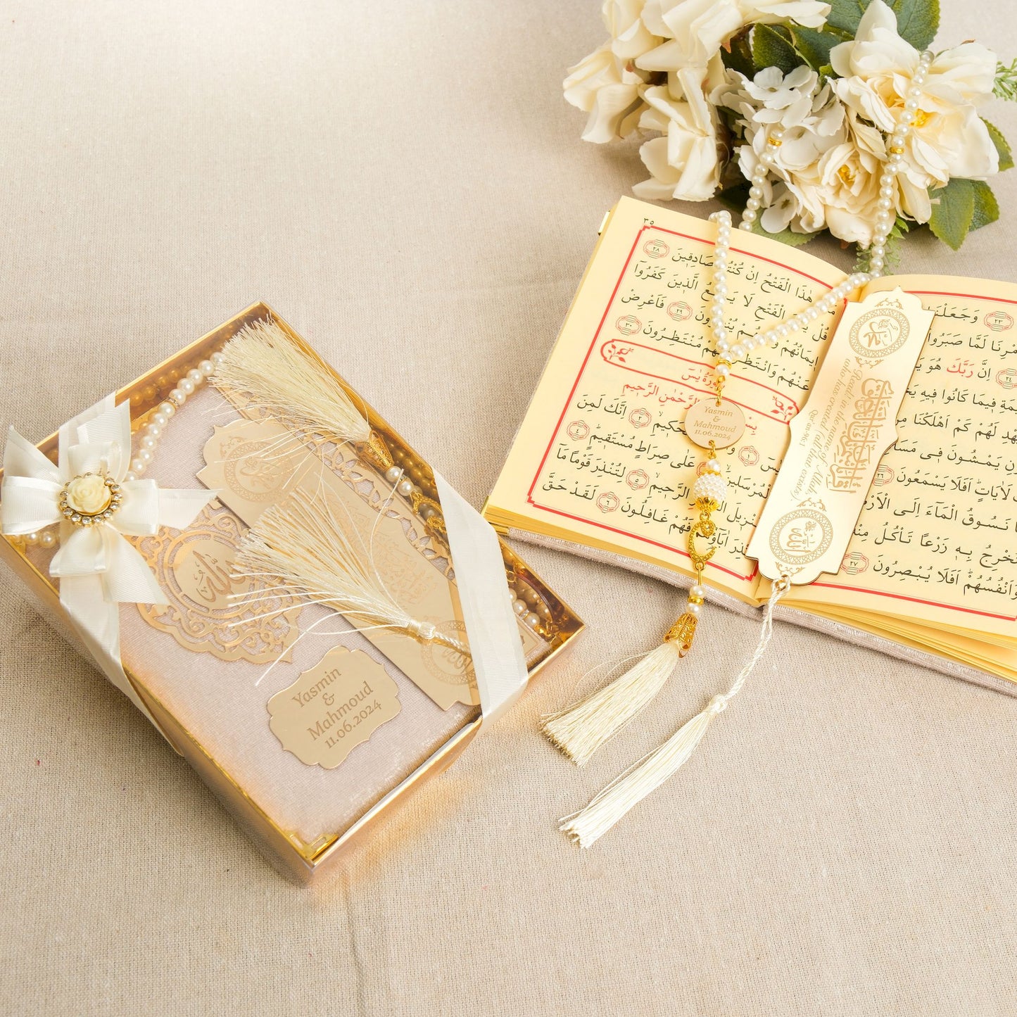 Personalized Velvet Dua Book Bookmark Tasbeeh Muslim Wedding Gift Set - Islamic Elite Favors is a handmade gift shop offering a wide variety of unique and personalized gifts for all occasions. Whether you're looking for the perfect Ramadan, Eid, Hajj, wedding gift or something special for a birthday, baby shower or anniversary, we have something for everyone. High quality, made with love.