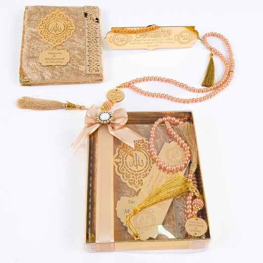 Personalized Velvet Dua Book Bookmark Tasbeeh Muslim Wedding Gift Set - Islamic Elite Favors is a handmade gift shop offering a wide variety of unique and personalized gifts for all occasions. Whether you're looking for the perfect Ramadan, Eid, Hajj, wedding gift or something special for a birthday, baby shower or anniversary, we have something for everyone. High quality, made with love.