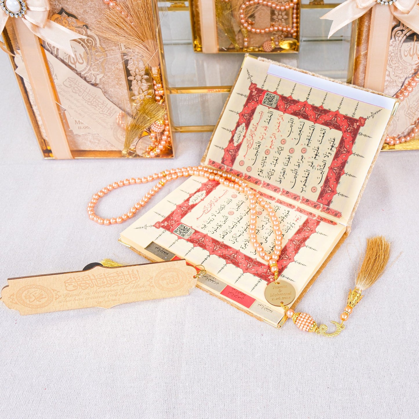 Personalized Velvet Dua Book Bookmark Tasbeeh Muslim Wedding Gift Set - Islamic Elite Favors is a handmade gift shop offering a wide variety of unique and personalized gifts for all occasions. Whether you're looking for the perfect Ramadan, Eid, Hajj, wedding gift or something special for a birthday, baby shower or anniversary, we have something for everyone. High quality, made with love.