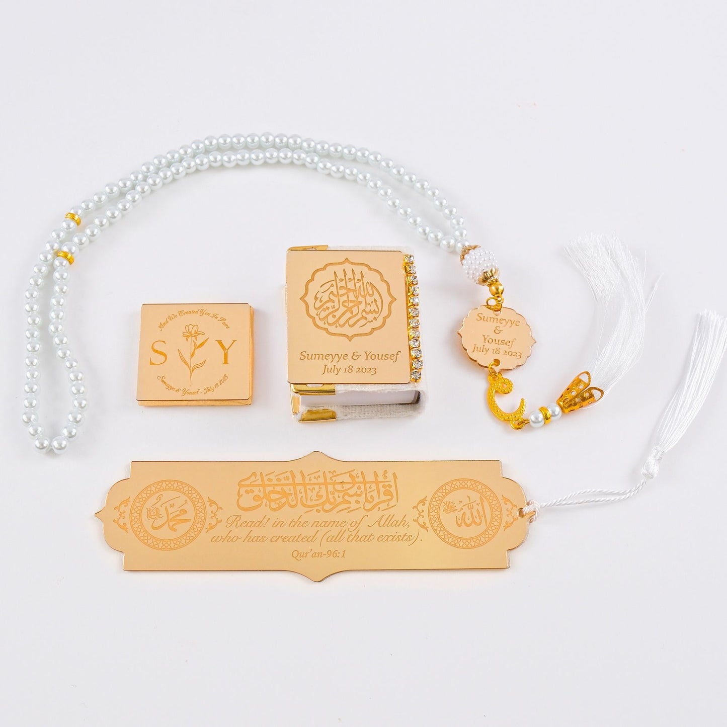 Personalized All in One Set Gift Wedding Baby Shower Eid Islam Muslim - Islamic Elite Favors is a handmade gift shop offering a wide variety of unique and personalized gifts for all occasions. Whether you're looking for the perfect Ramadan, Eid, Hajj, wedding gift or something special for a birthday, baby shower or anniversary, we have something for everyone. High quality, made with love.