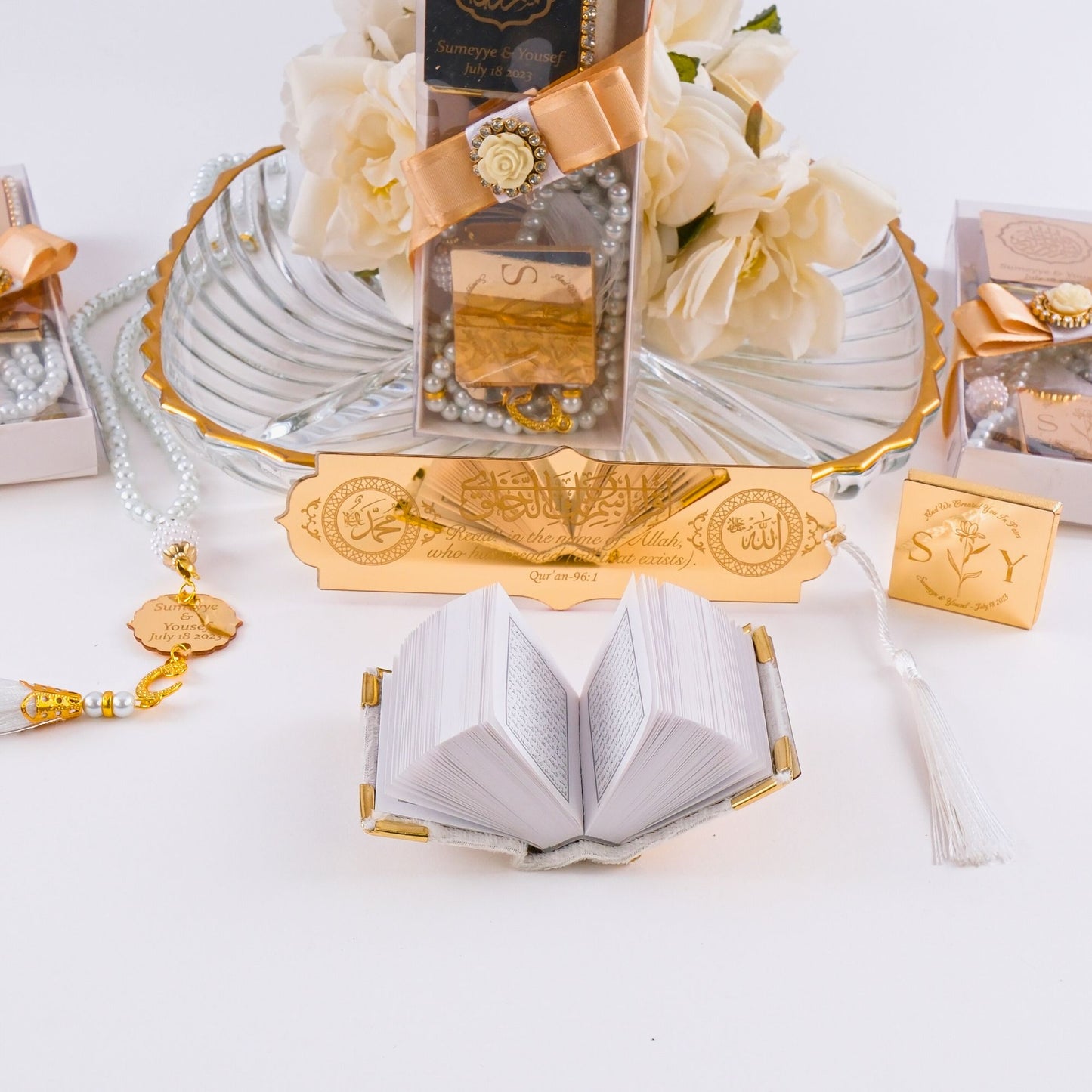 Personalized All in One Set Gift Wedding Baby Shower Eid Islam Muslim - Islamic Elite Favors is a handmade gift shop offering a wide variety of unique and personalized gifts for all occasions. Whether you're looking for the perfect Ramadan, Eid, Hajj, wedding gift or something special for a birthday, baby shower or anniversary, we have something for everyone. High quality, made with love.