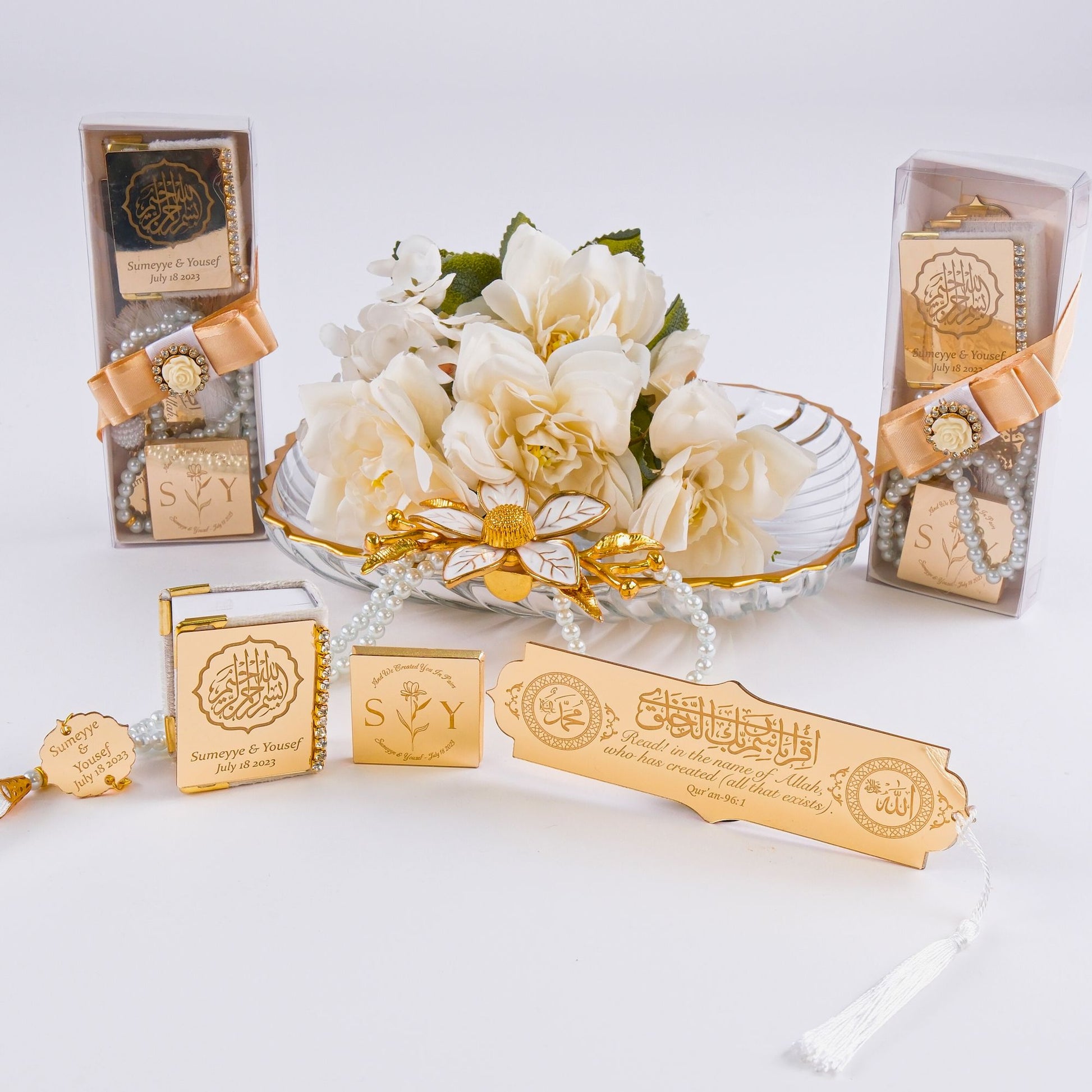 Personalized All in One Set Gift Wedding Baby Shower Eid Islam Muslim - Islamic Elite Favors is a handmade gift shop offering a wide variety of unique and personalized gifts for all occasions. Whether you're looking for the perfect Ramadan, Eid, Hajj, wedding gift or something special for a birthday, baby shower or anniversary, we have something for everyone. High quality, made with love.