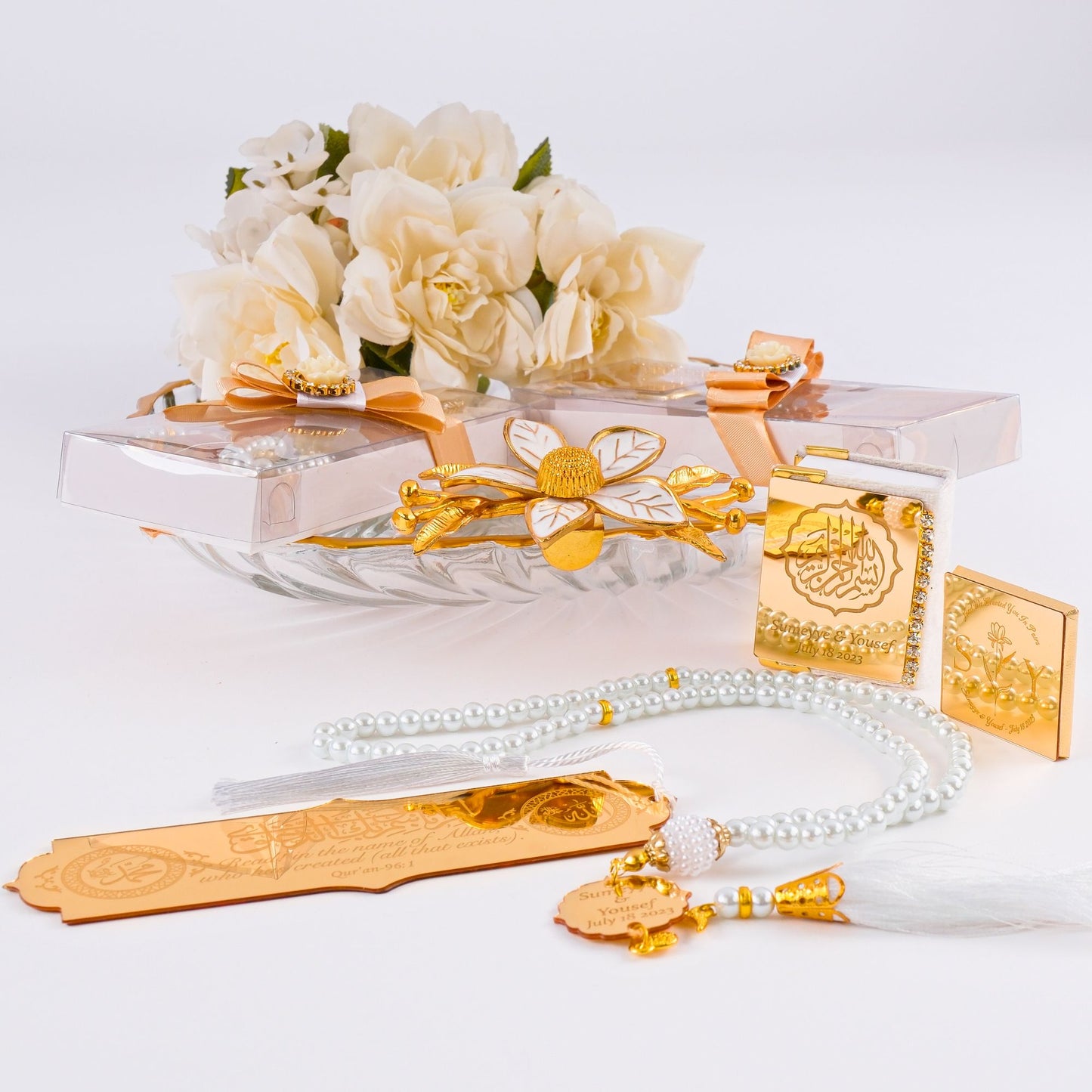 Personalized All in One Set Gift Wedding Baby Shower Eid Islam Muslim - Islamic Elite Favors is a handmade gift shop offering a wide variety of unique and personalized gifts for all occasions. Whether you're looking for the perfect Ramadan, Eid, Hajj, wedding gift or something special for a birthday, baby shower or anniversary, we have something for everyone. High quality, made with love.