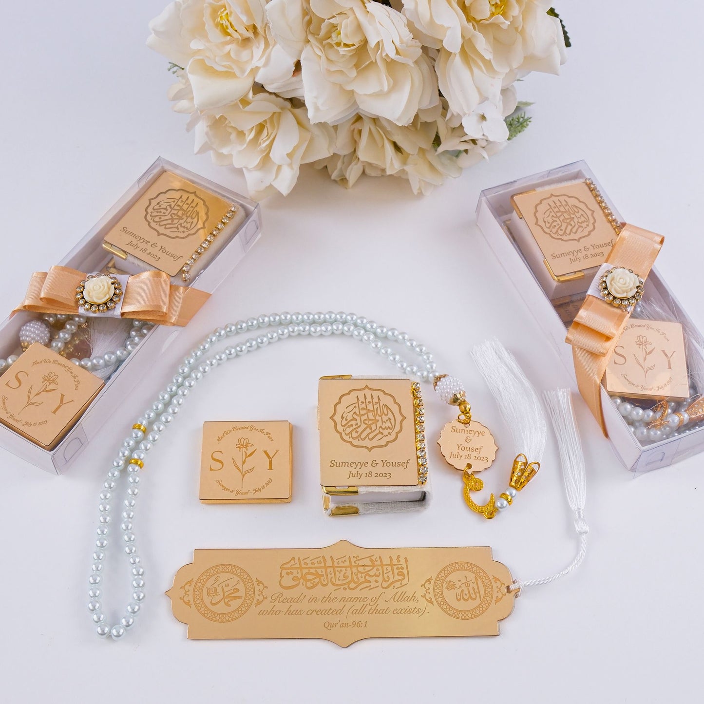 Personalized All in One Set Gift Wedding Baby Shower Eid Islam Muslim - Islamic Elite Favors is a handmade gift shop offering a wide variety of unique and personalized gifts for all occasions. Whether you're looking for the perfect Ramadan, Eid, Hajj, wedding gift or something special for a birthday, baby shower or anniversary, we have something for everyone. High quality, made with love.