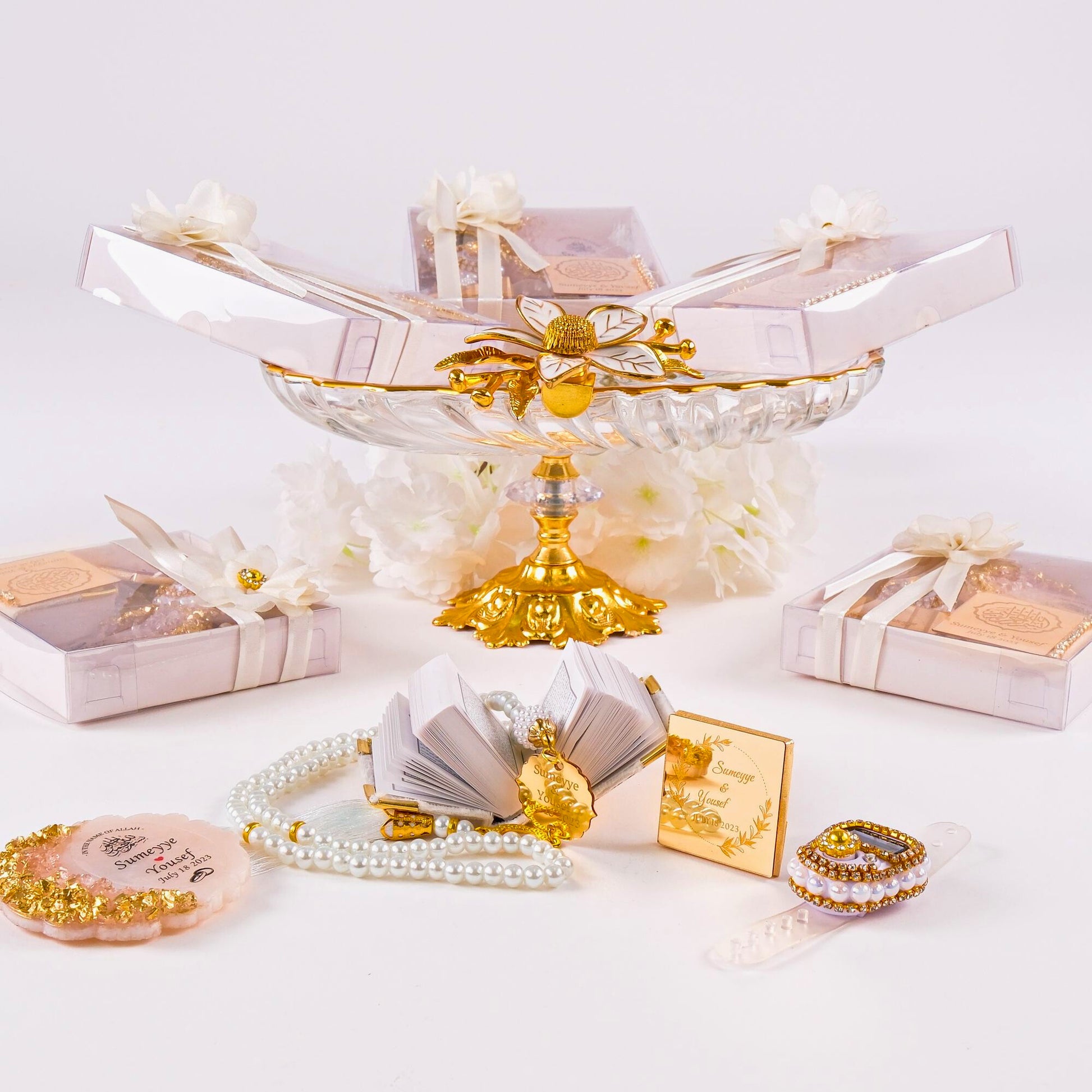 Personalized All in One Set Gift Wedding Baby Shower Eid Islam Muslim - Islamic Elite Favors is a handmade gift shop offering a wide variety of unique and personalized gifts for all occasions. Whether you're looking for the perfect Ramadan, Eid, Hajj, wedding gift or something special for a birthday, baby shower or anniversary, we have something for everyone. High quality, made with love.