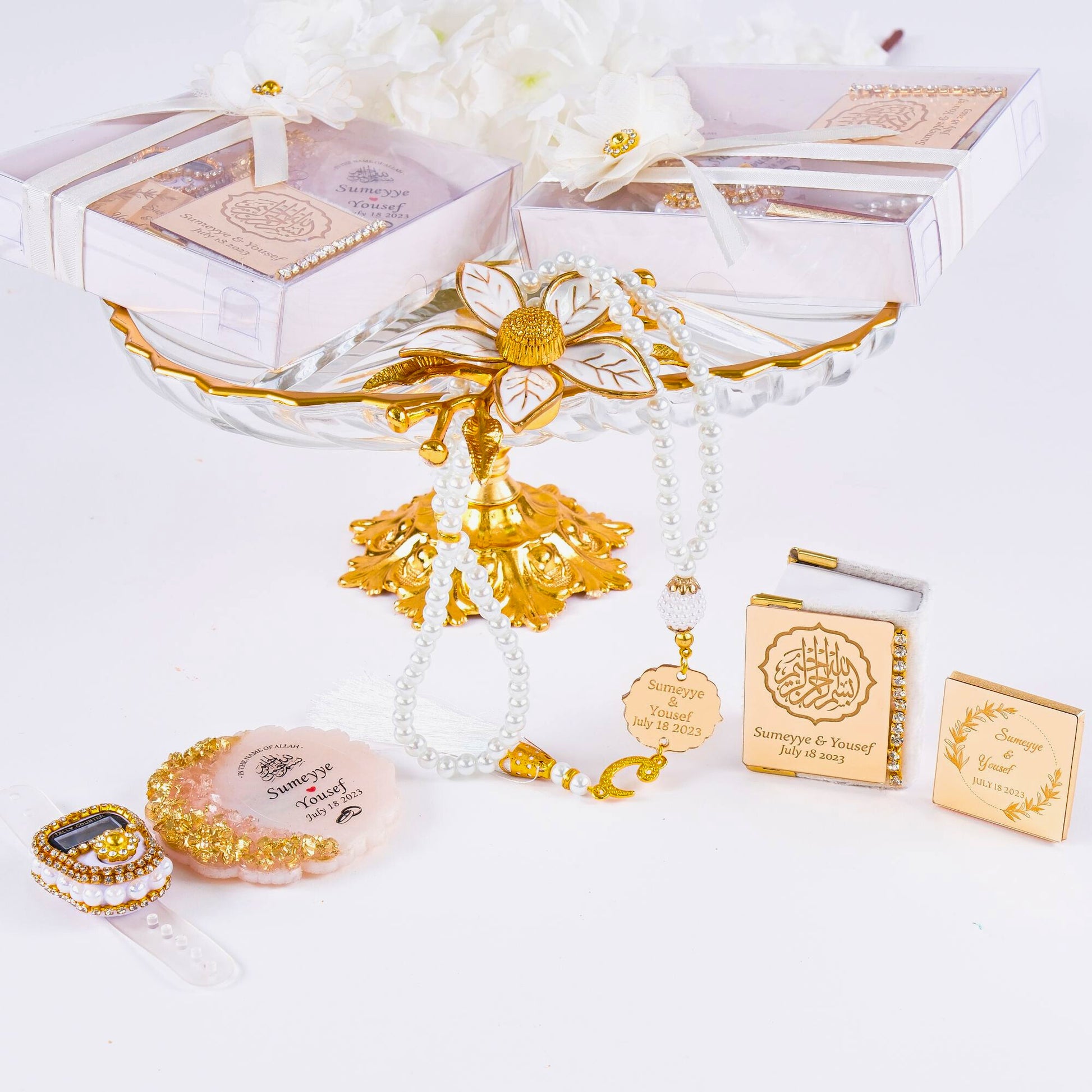 Personalized All in One Set Gift Wedding Baby Shower Eid Islam Muslim - Islamic Elite Favors is a handmade gift shop offering a wide variety of unique and personalized gifts for all occasions. Whether you're looking for the perfect Ramadan, Eid, Hajj, wedding gift or something special for a birthday, baby shower or anniversary, we have something for everyone. High quality, made with love.