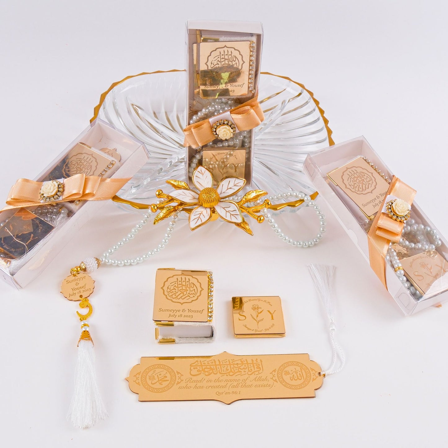 Personalized All in One Set Gift Wedding Baby Shower Eid Islam Muslim - Islamic Elite Favors is a handmade gift shop offering a wide variety of unique and personalized gifts for all occasions. Whether you're looking for the perfect Ramadan, Eid, Hajj, wedding gift or something special for a birthday, baby shower or anniversary, we have something for everyone. High quality, made with love.
